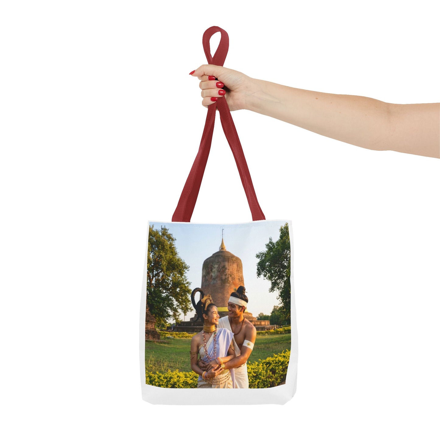 Scenic Couple Illustration Tote Bag — Romantic Travel Landscape AOP