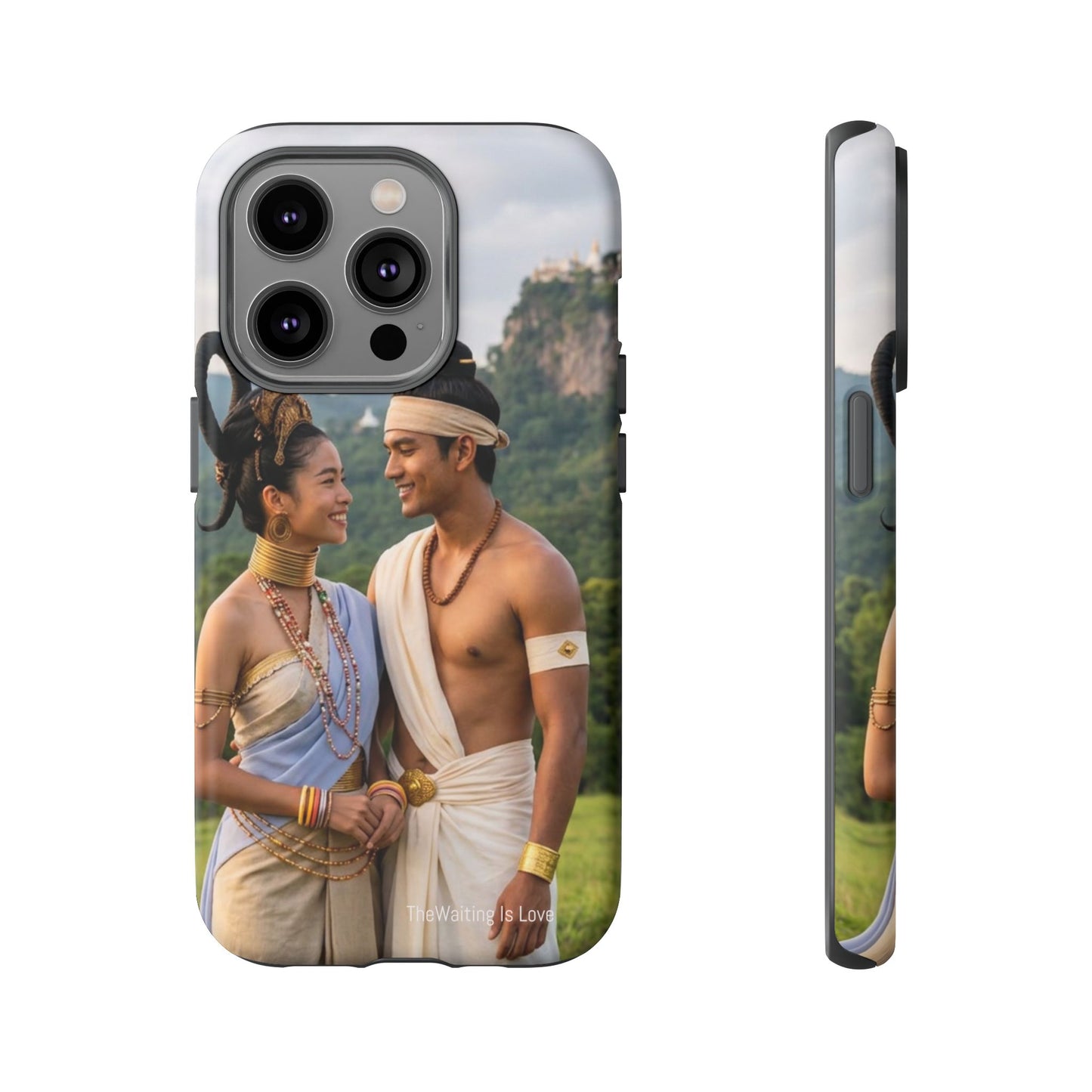 Phone Case — Romantic Couple Photo Print, Tropical Temple Landscape Protective Cover