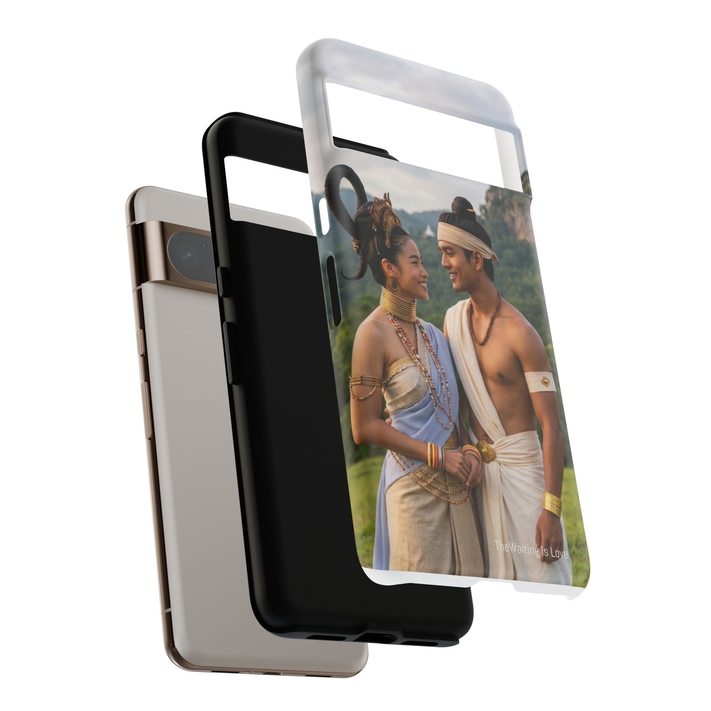 Phone Case — Romantic Couple Photo Print, Tropical Temple Landscape Protective Cover