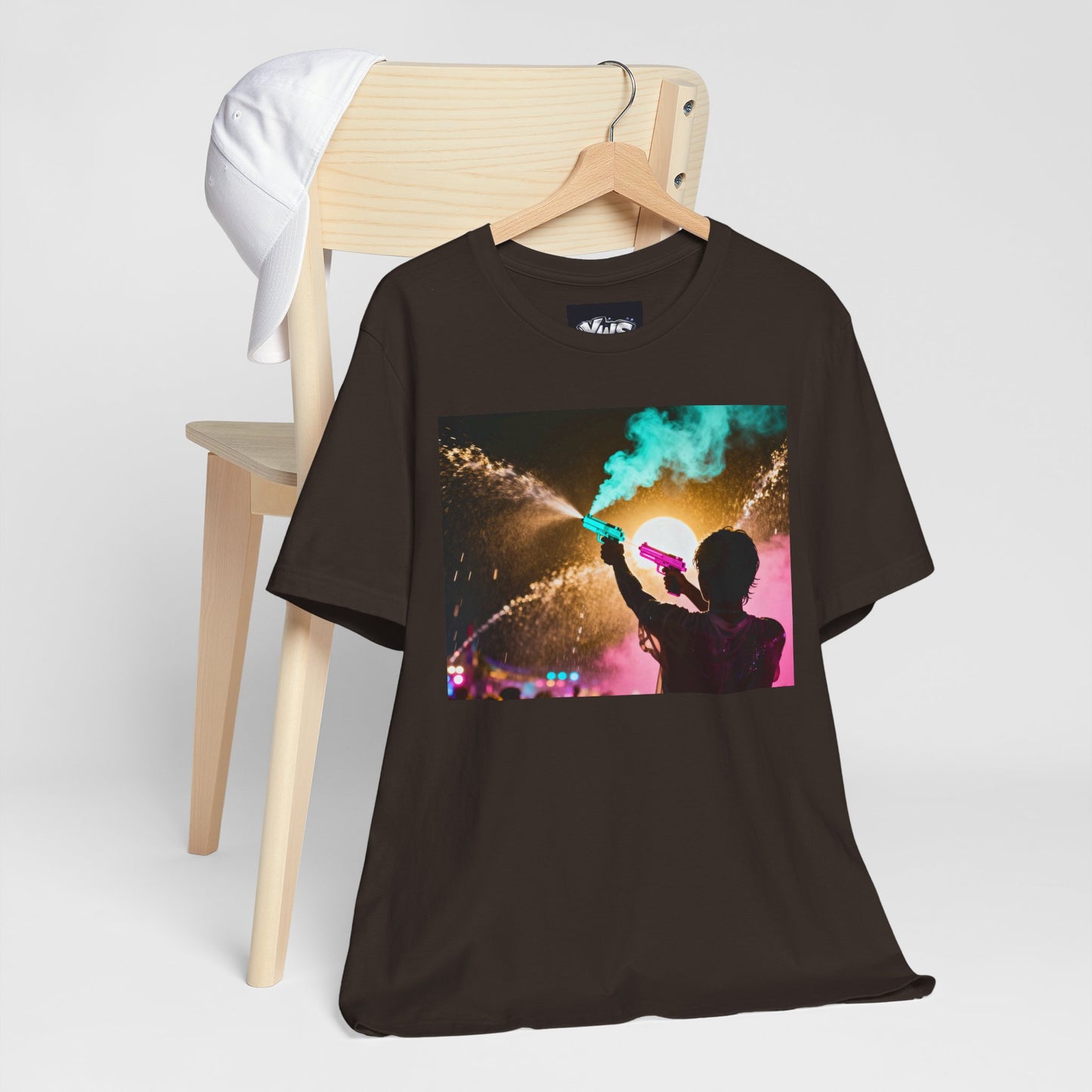 Concert Silhouette Tee — Colorful Smoke Festival Photo T‑Shirt