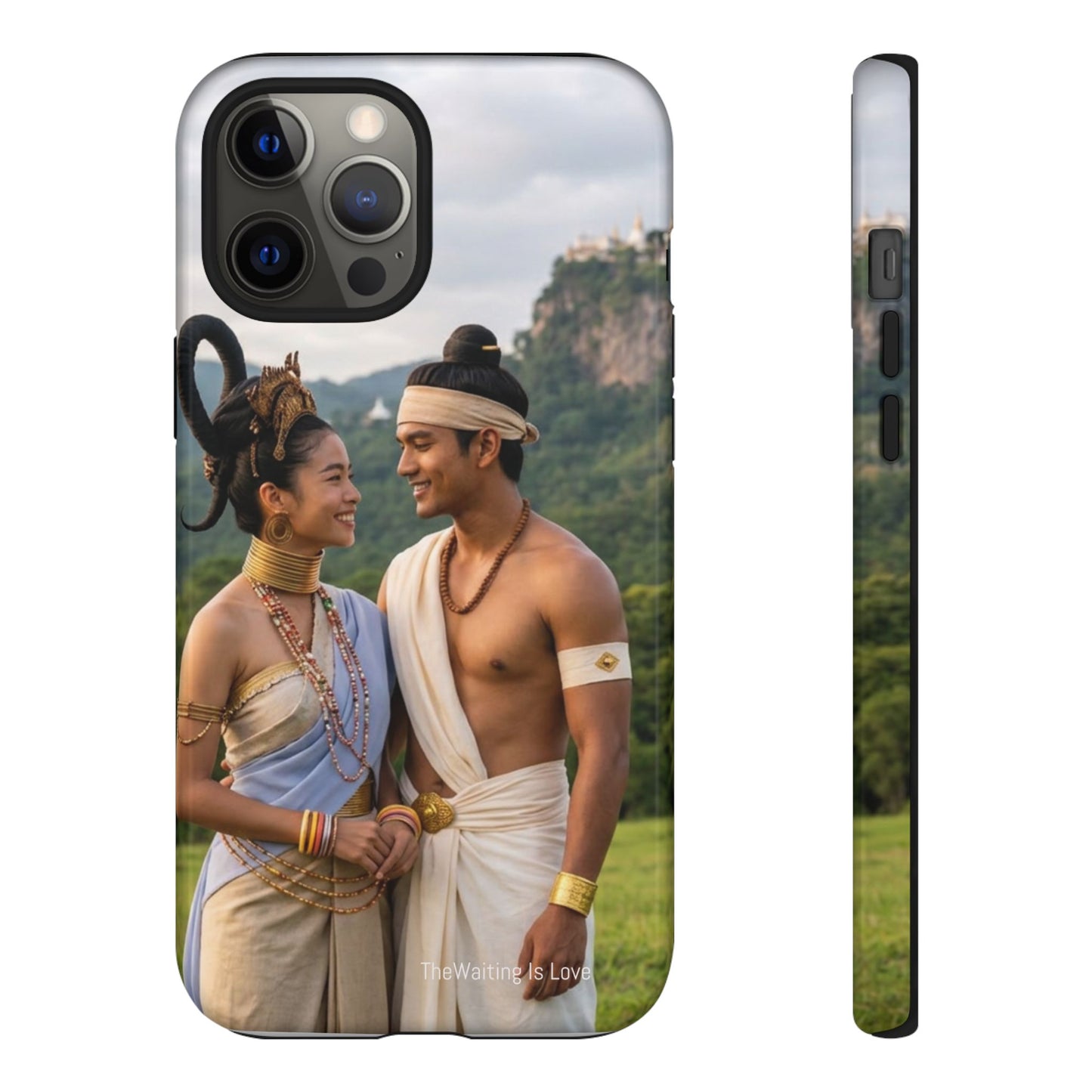 Phone Case — Romantic Couple Photo Print, Tropical Temple Landscape Protective Cover