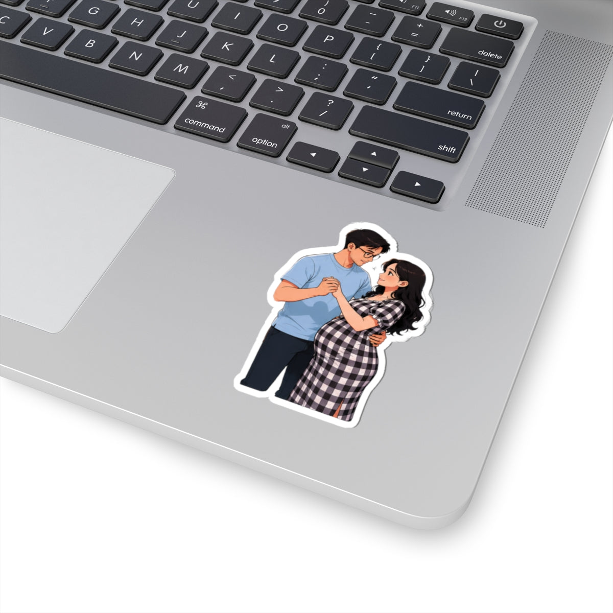 Pregnant Couple Kiss-Cut Sticker — Expecting Parents Decorative Decal