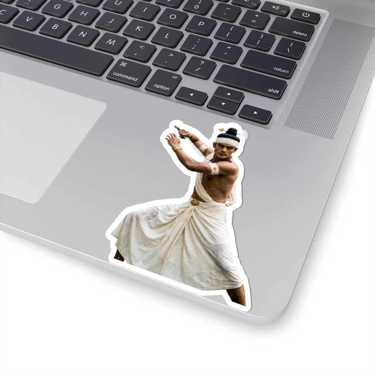 Martial Dancer Sticker — Vintage Myanmar Warrior Kiss-Cut Sticker