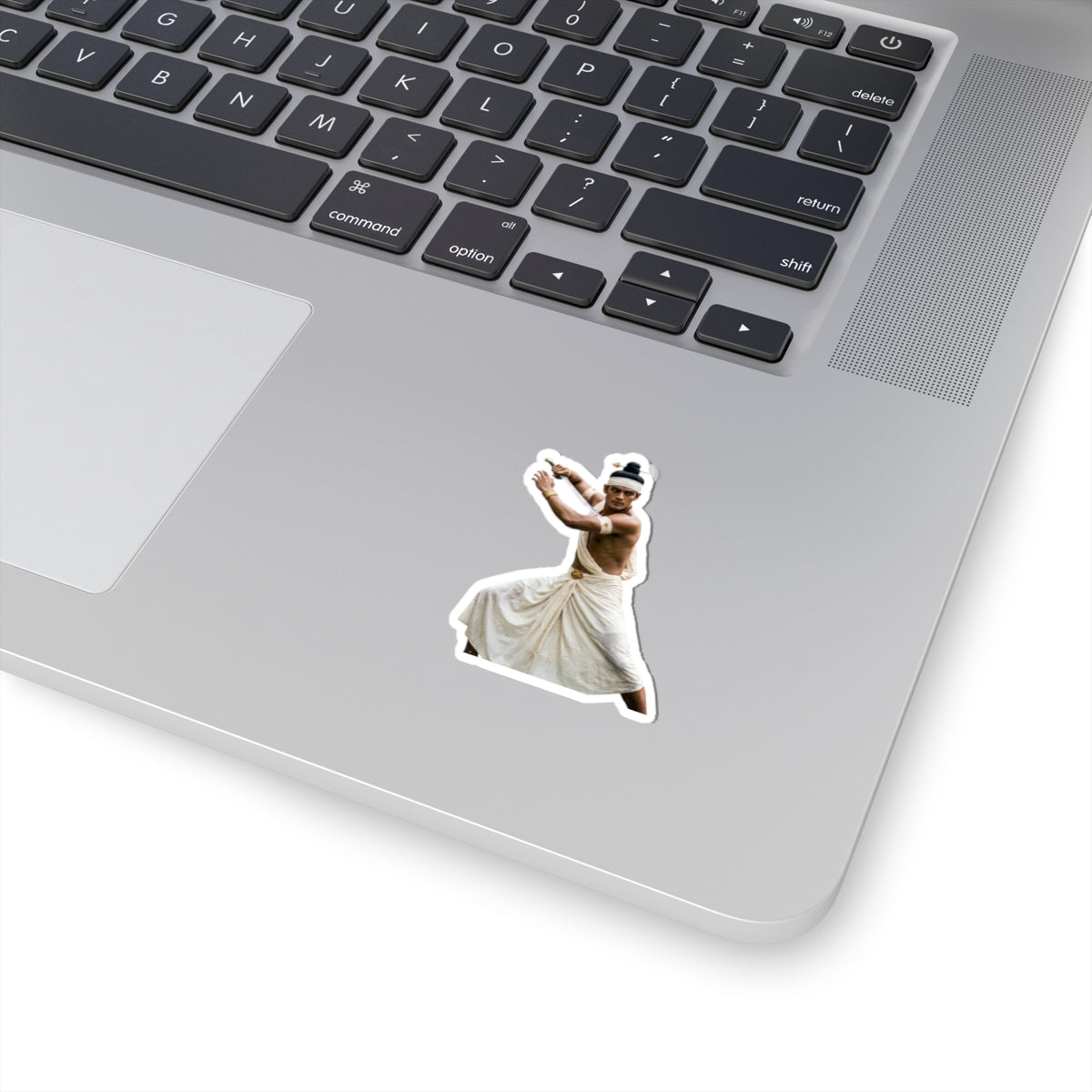 Martial Dancer Sticker — Vintage Myanmar Warrior Kiss-Cut Sticker