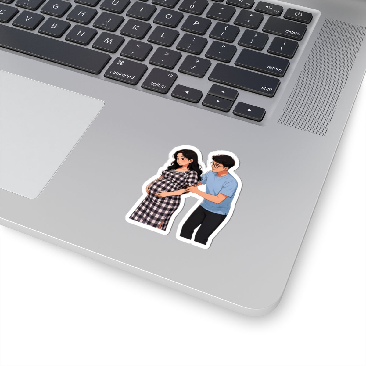 Pregnant Couple Kiss-Cut Sticker — Expecting Parents Laptop Decal