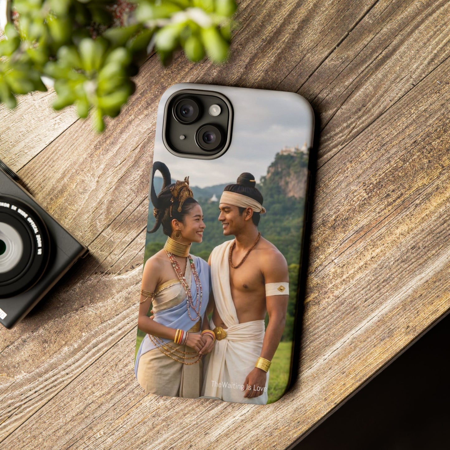 Phone Case — Romantic Couple Photo Print, Tropical Temple Landscape Protective Cover