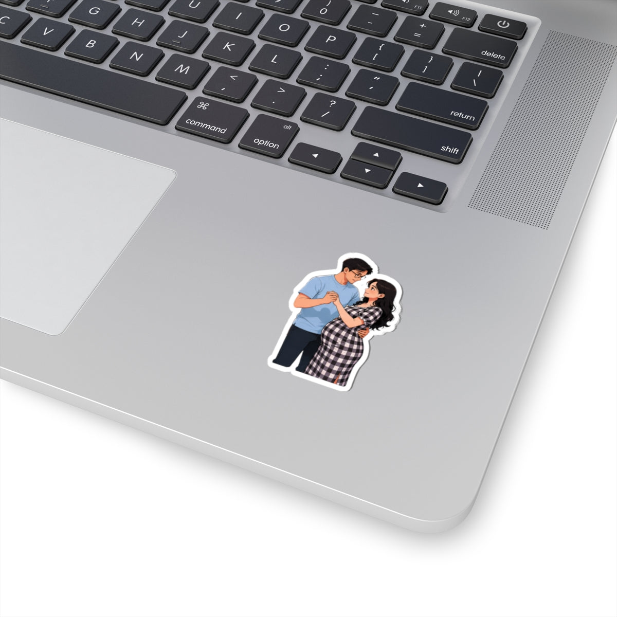Pregnant Couple Kiss-Cut Sticker — Expecting Parents Decorative Decal