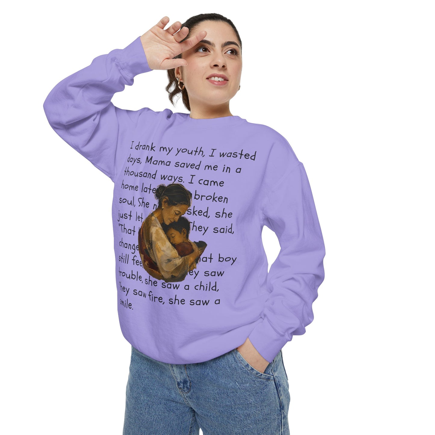 Sweatshirt — Mama Saved Me Graphic Sweatshirt with Mother & Child Lyrics