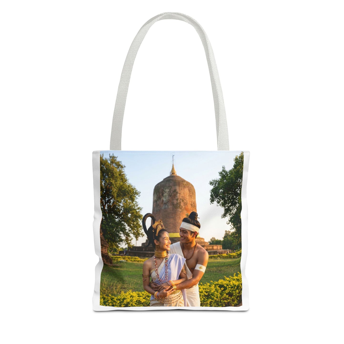 Scenic Couple Illustration Tote Bag — Romantic Travel Landscape AOP