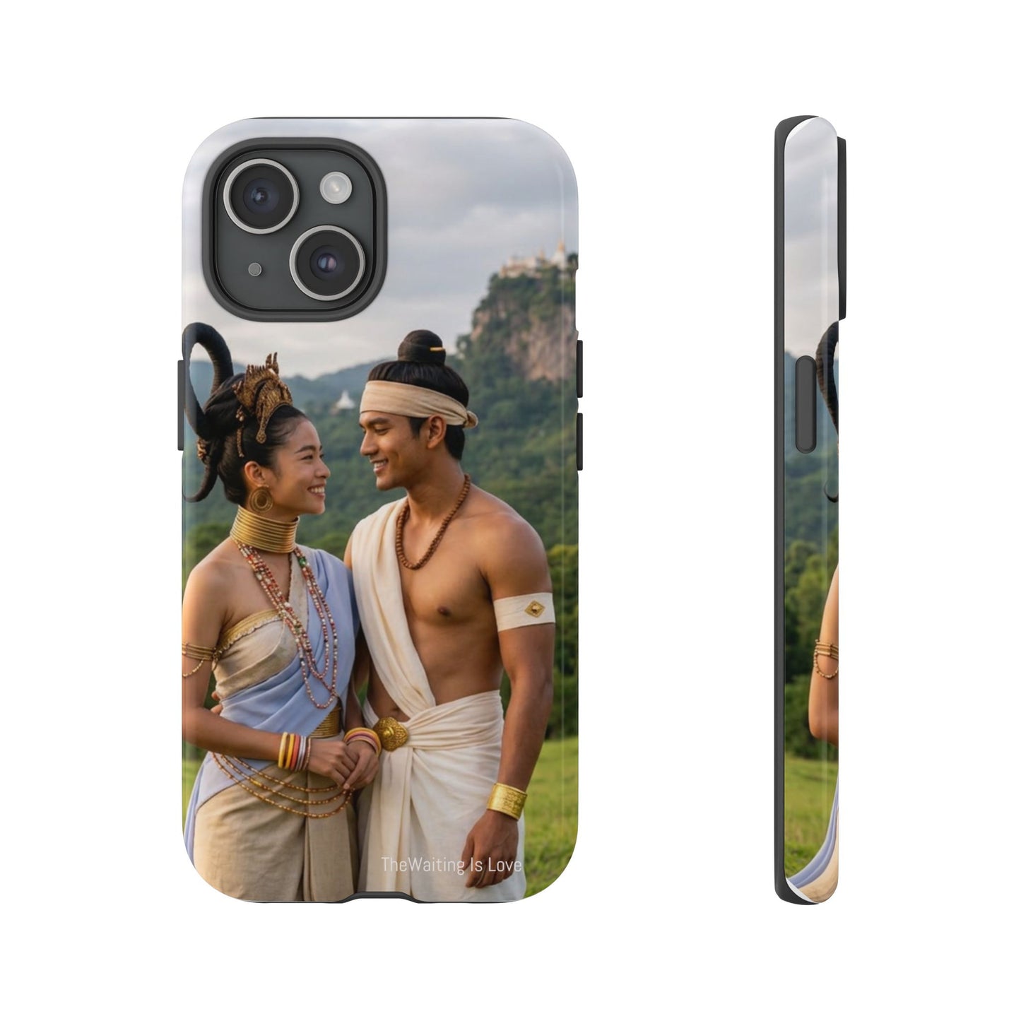 Phone Case — Romantic Couple Photo Print, Tropical Temple Landscape Protective Cover