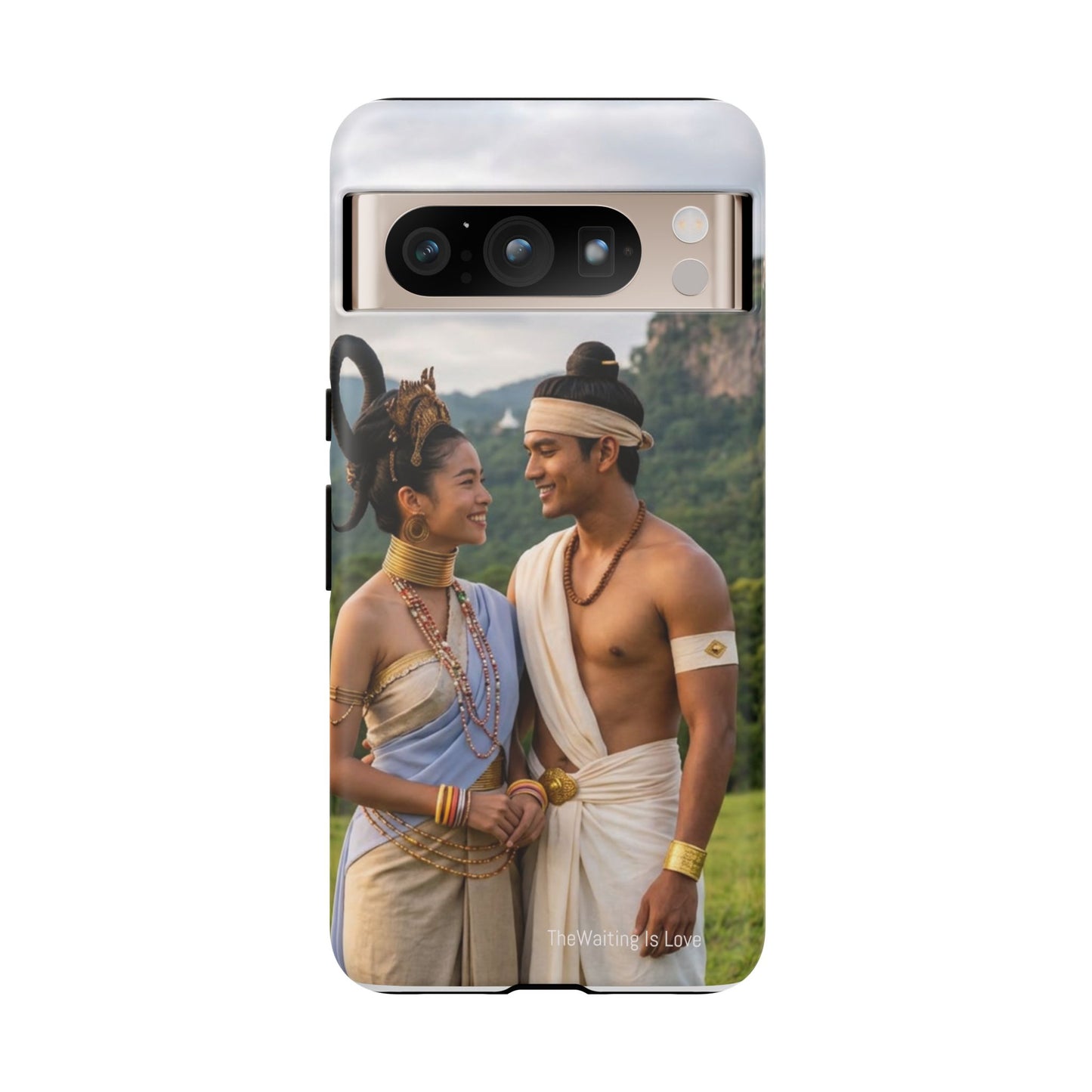 Phone Case — Romantic Couple Photo Print, Tropical Temple Landscape Protective Cover