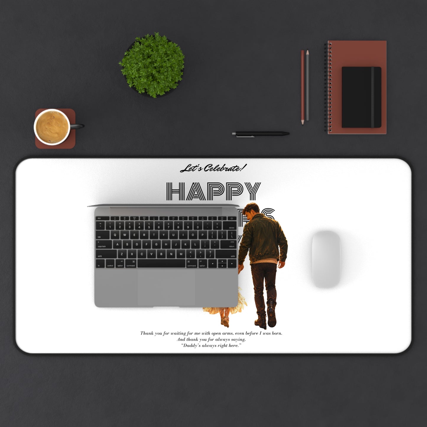Father’s Day Desk Mat — "Happy Father’s Day" Desk Pad with Father & Daughter Design