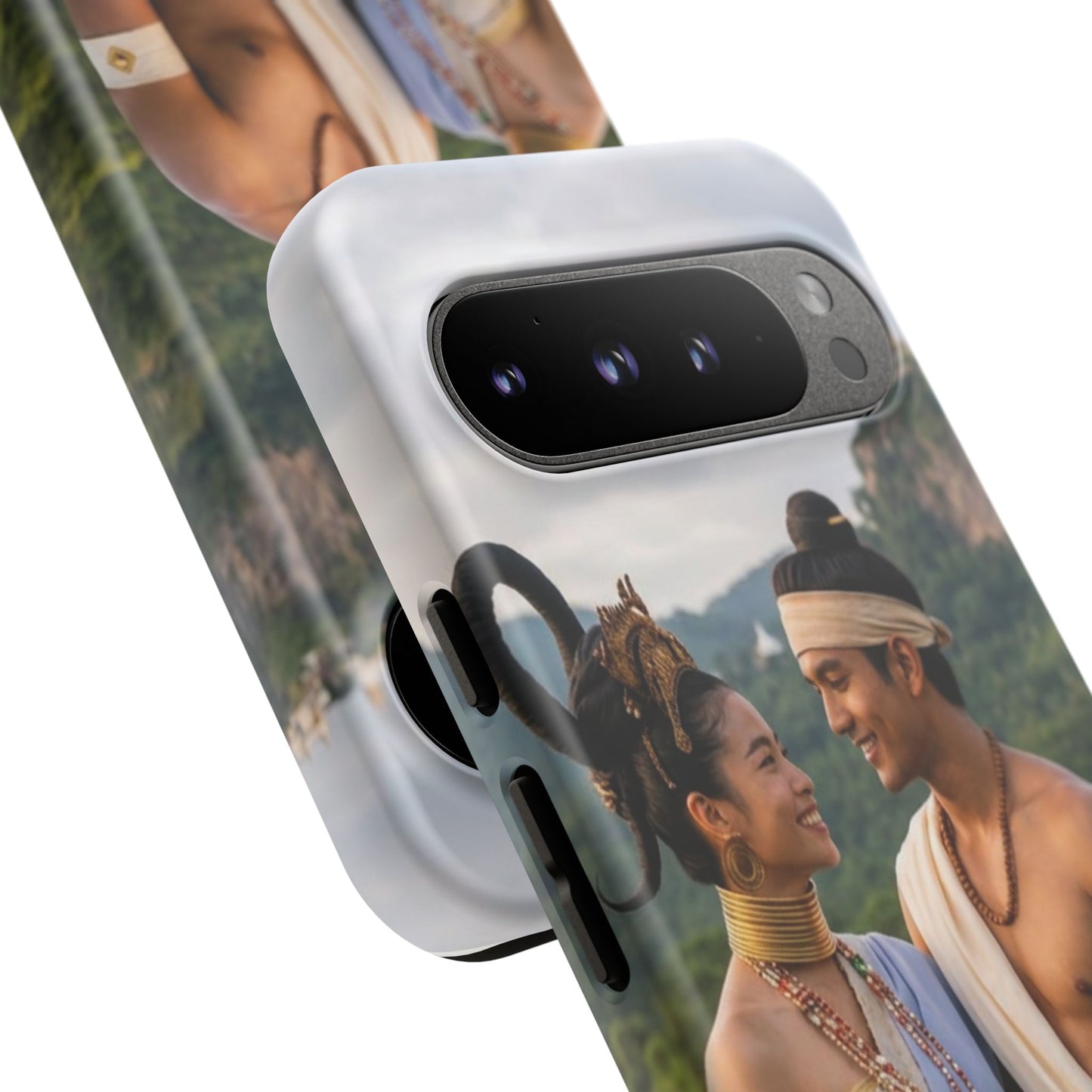 Phone Case — Romantic Couple Photo Print, Tropical Temple Landscape Protective Cover