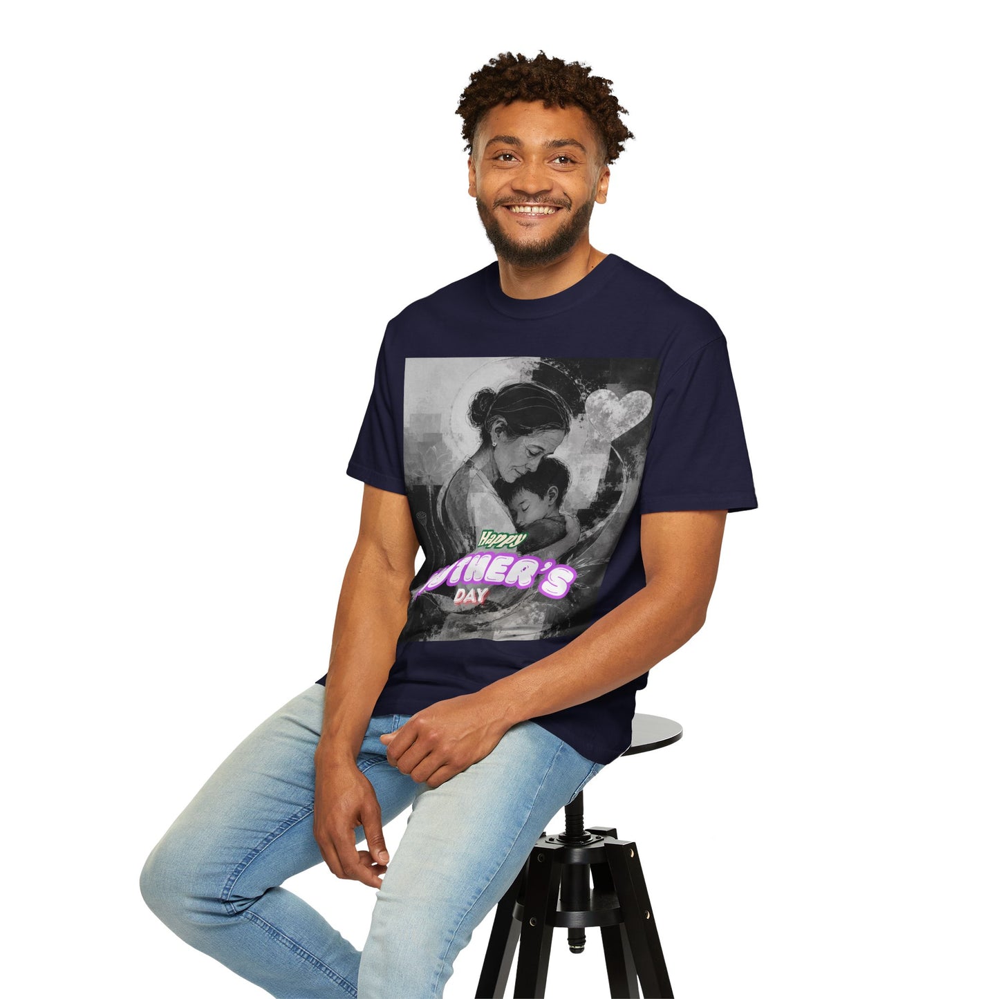 Mother's Day T-Shirt - Vintage Mother & Baby Portrait with "Happy Mother's Day"