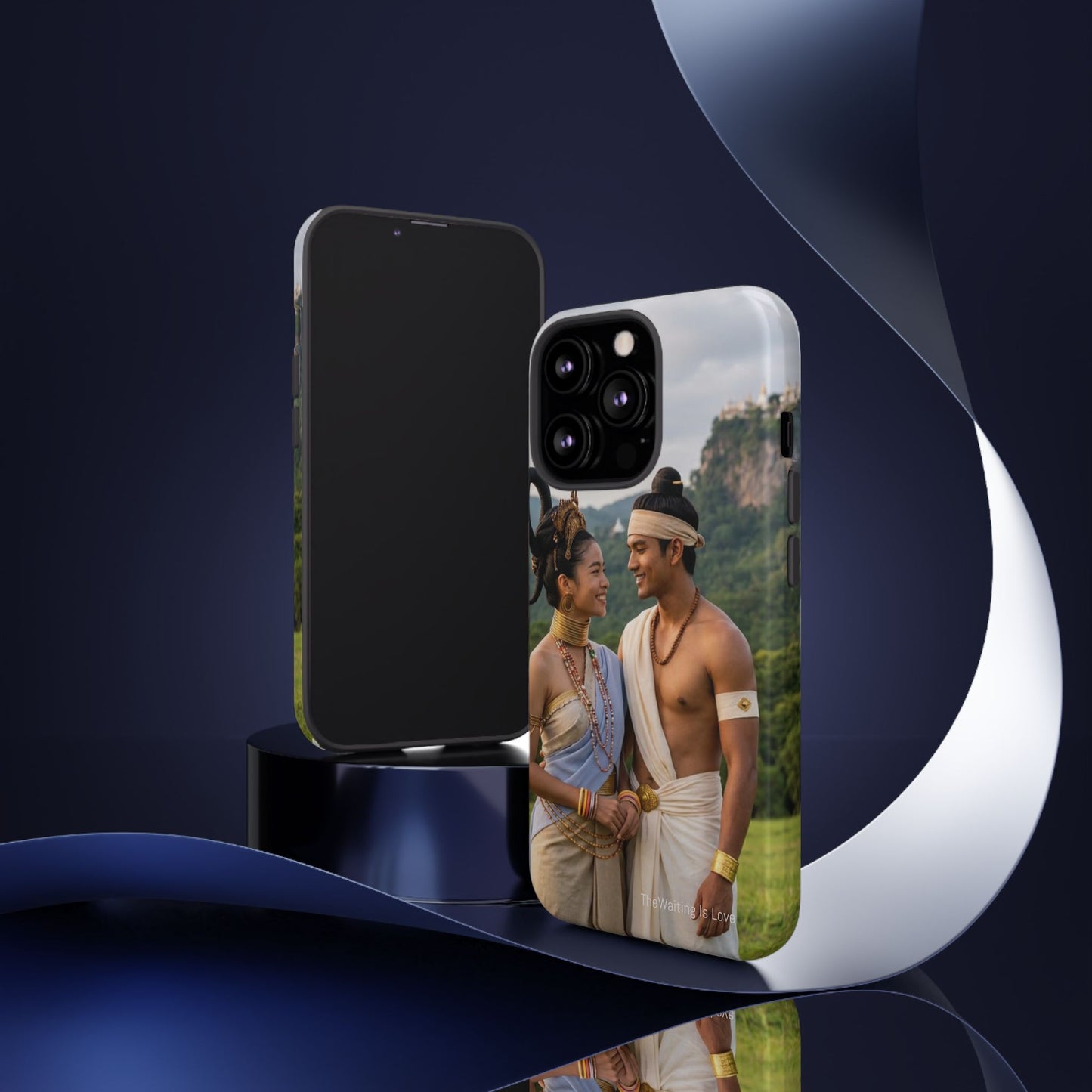 Phone Case — Romantic Couple Photo Print, Tropical Temple Landscape Protective Cover