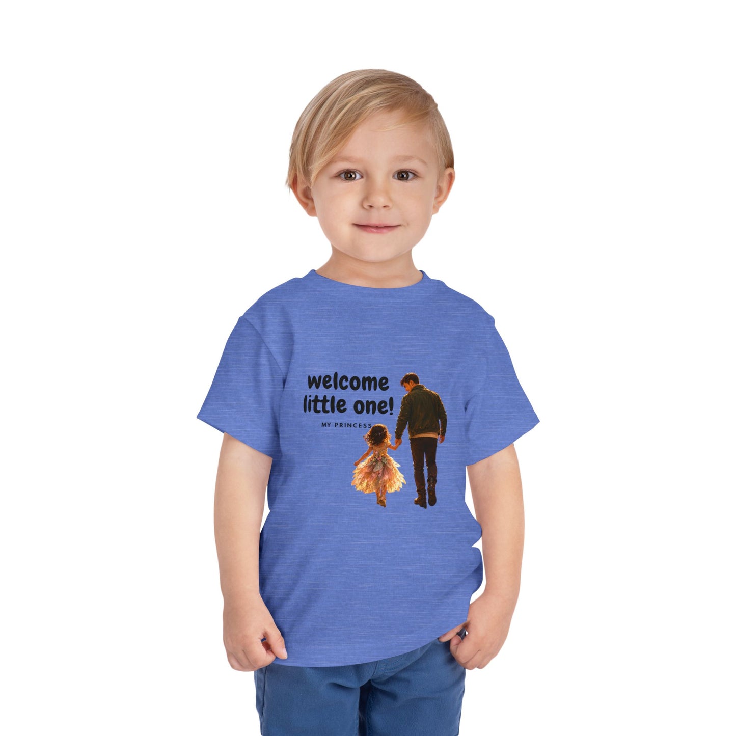 Toddler Tee — "Welcome Little One" Father & Daughter Walk Graphic