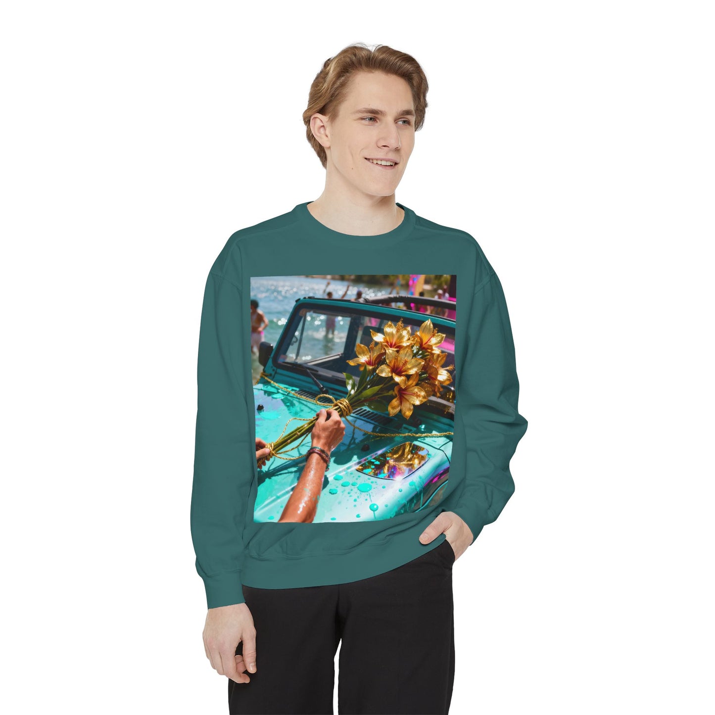 Sweatshirt — Tropical Parade Car Floral Photo Print