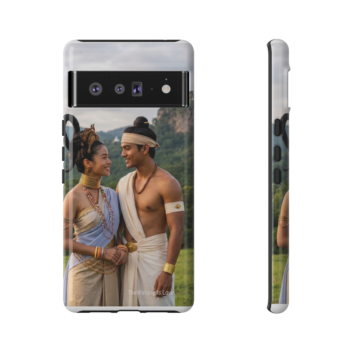 Phone Case — Romantic Couple Photo Print, Tropical Temple Landscape Protective Cover