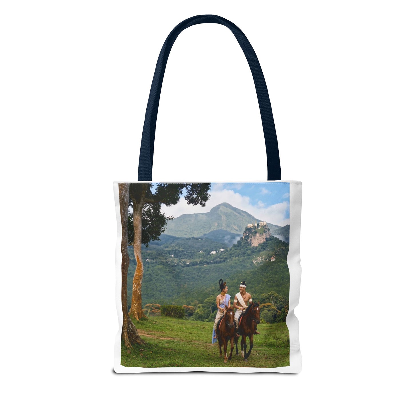 Scenic Couple Illustration Tote Bag — Romantic Travel Landscape AOP
