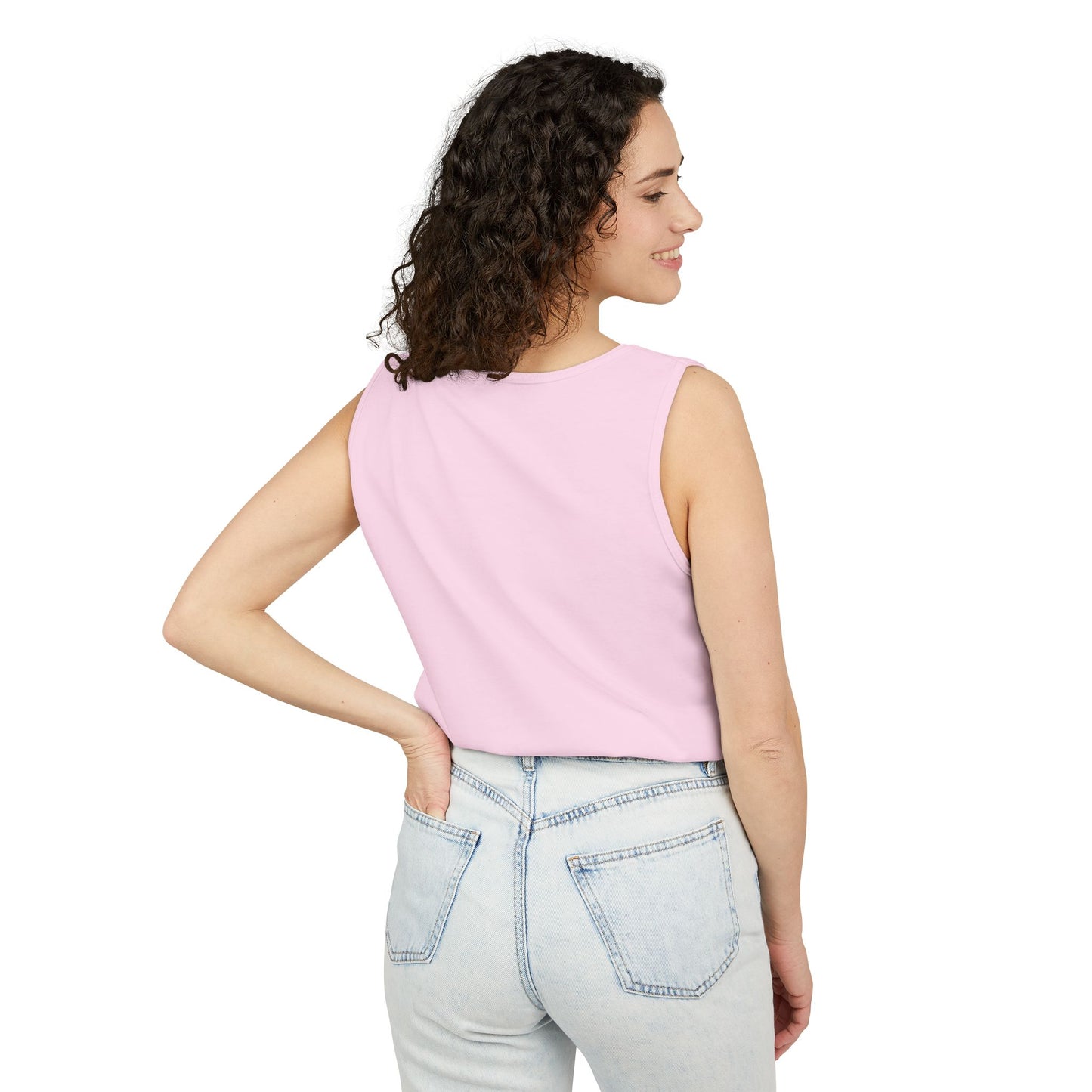 Sketch Roadtrip Tank Top — Minimal Car Line Art with Handwritten Lyric Text