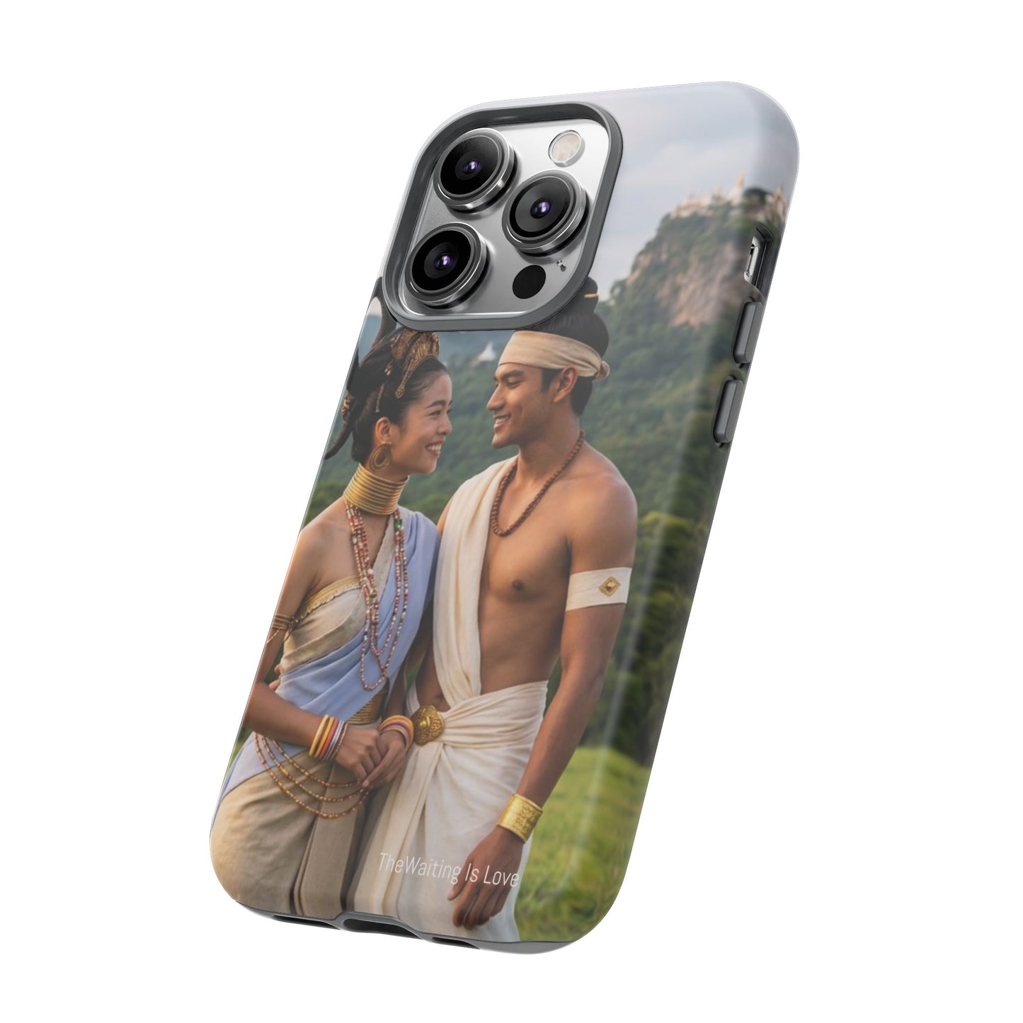 Phone Case — Romantic Couple Photo Print, Tropical Temple Landscape Protective Cover