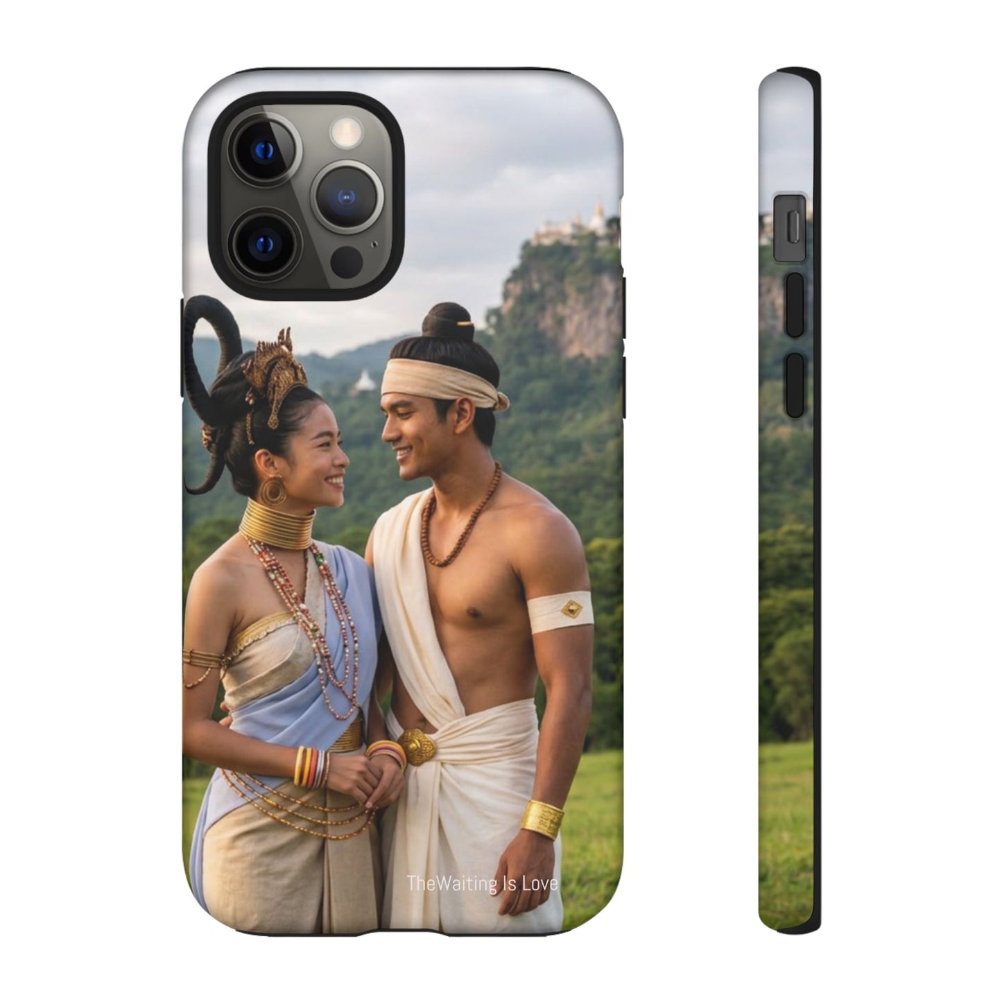 Phone Case — Romantic Couple Photo Print, Tropical Temple Landscape Protective Cover