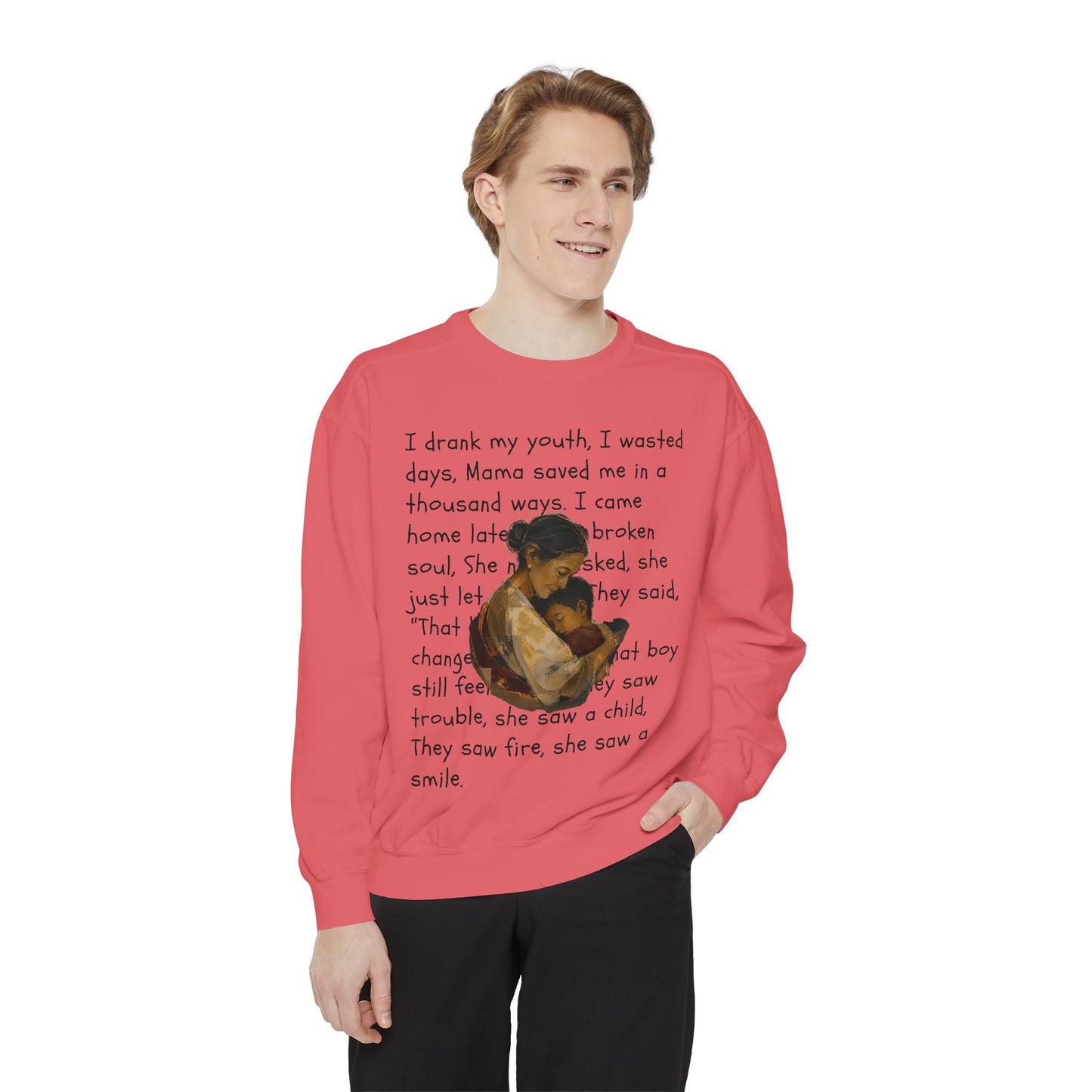 Sweatshirt — Mama Saved Me Graphic Sweatshirt with Mother & Child Lyrics