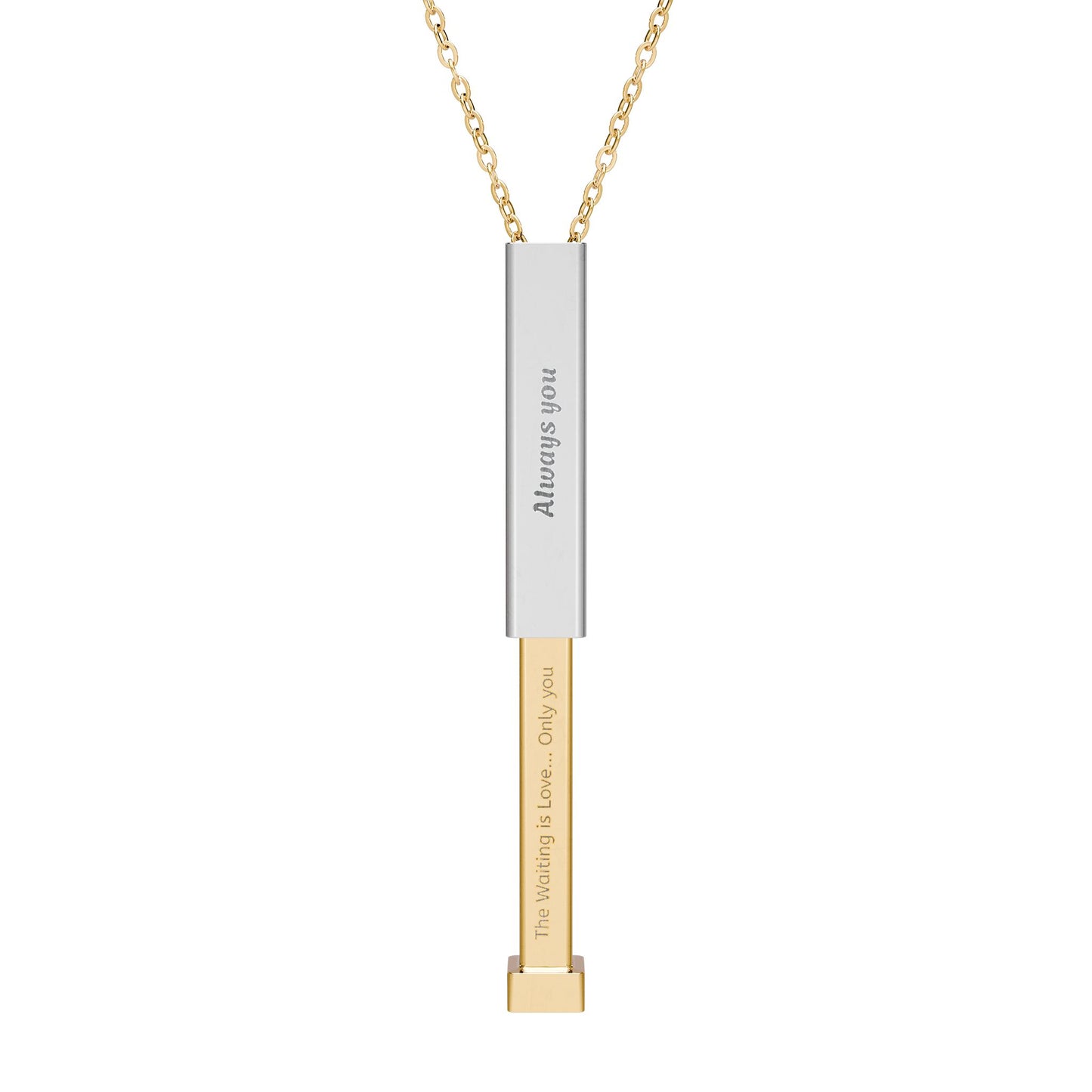 Hidden Message Sliding Bar Necklace — Personalized Engraved Secret Message Pendant
