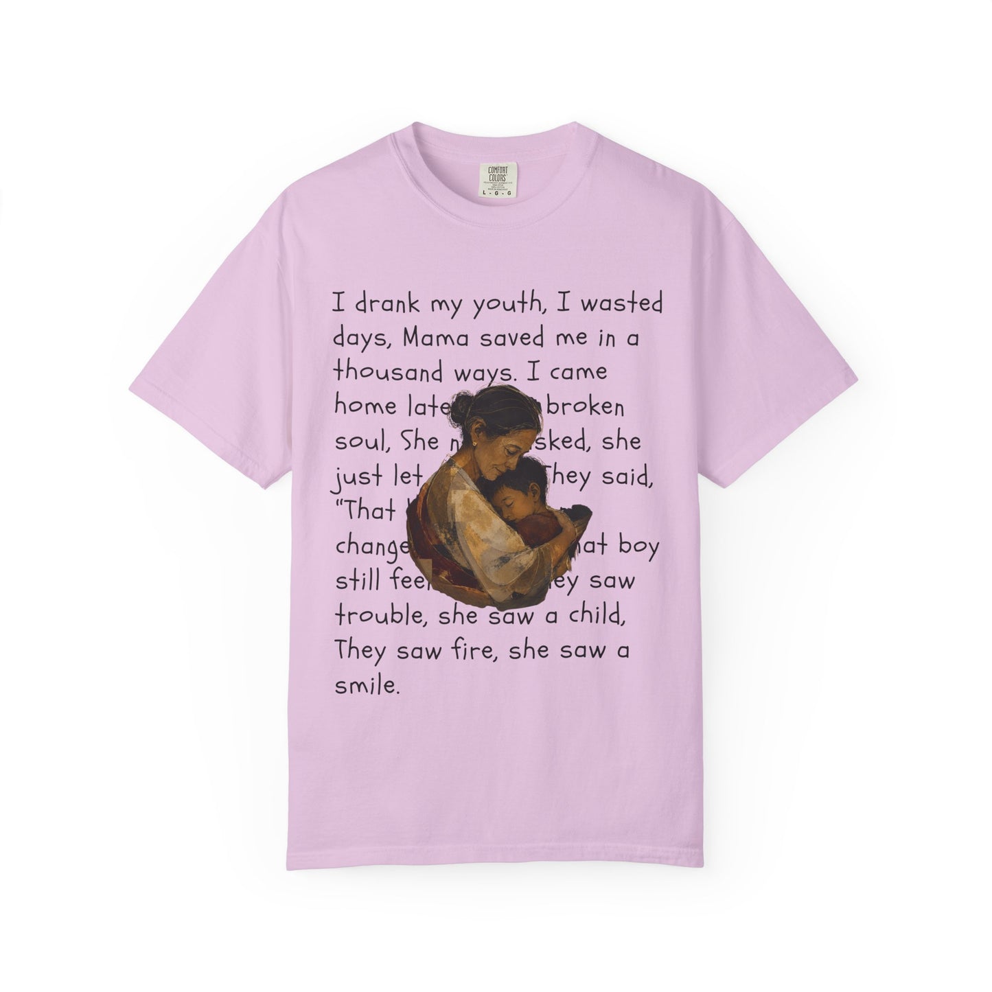 Mama Saved Me T-Shirt — Vintage Mother & Child Illustration with Poem