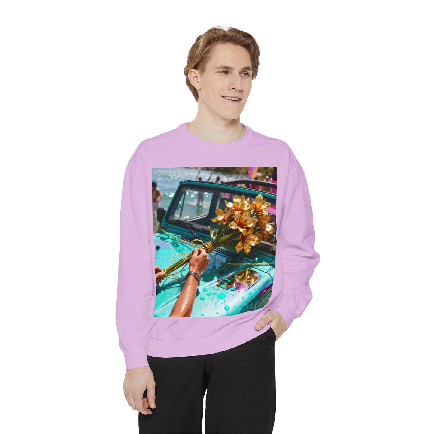 Sweatshirt — Tropical Parade Car Floral Photo Print