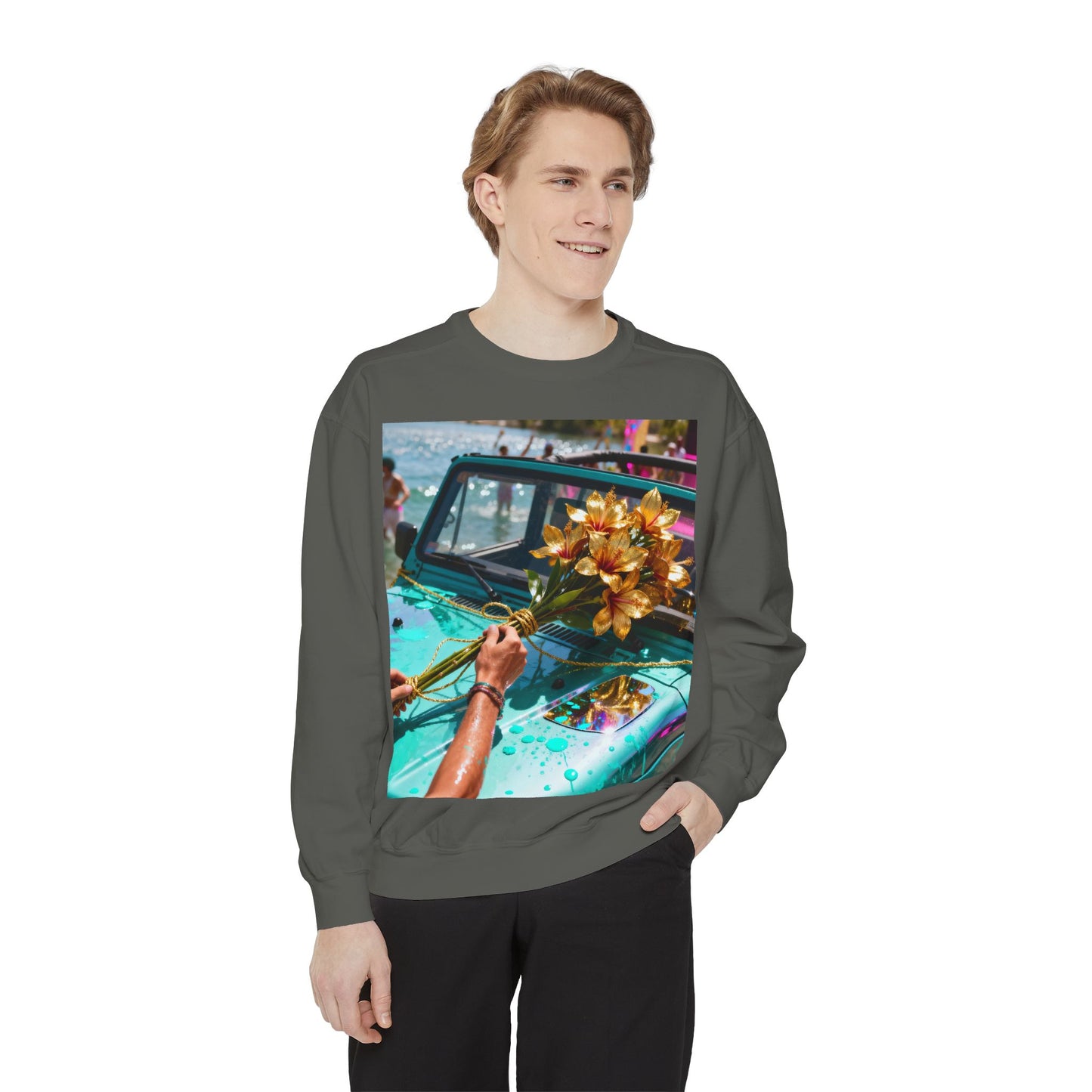 Sweatshirt — Tropical Parade Car Floral Photo Print