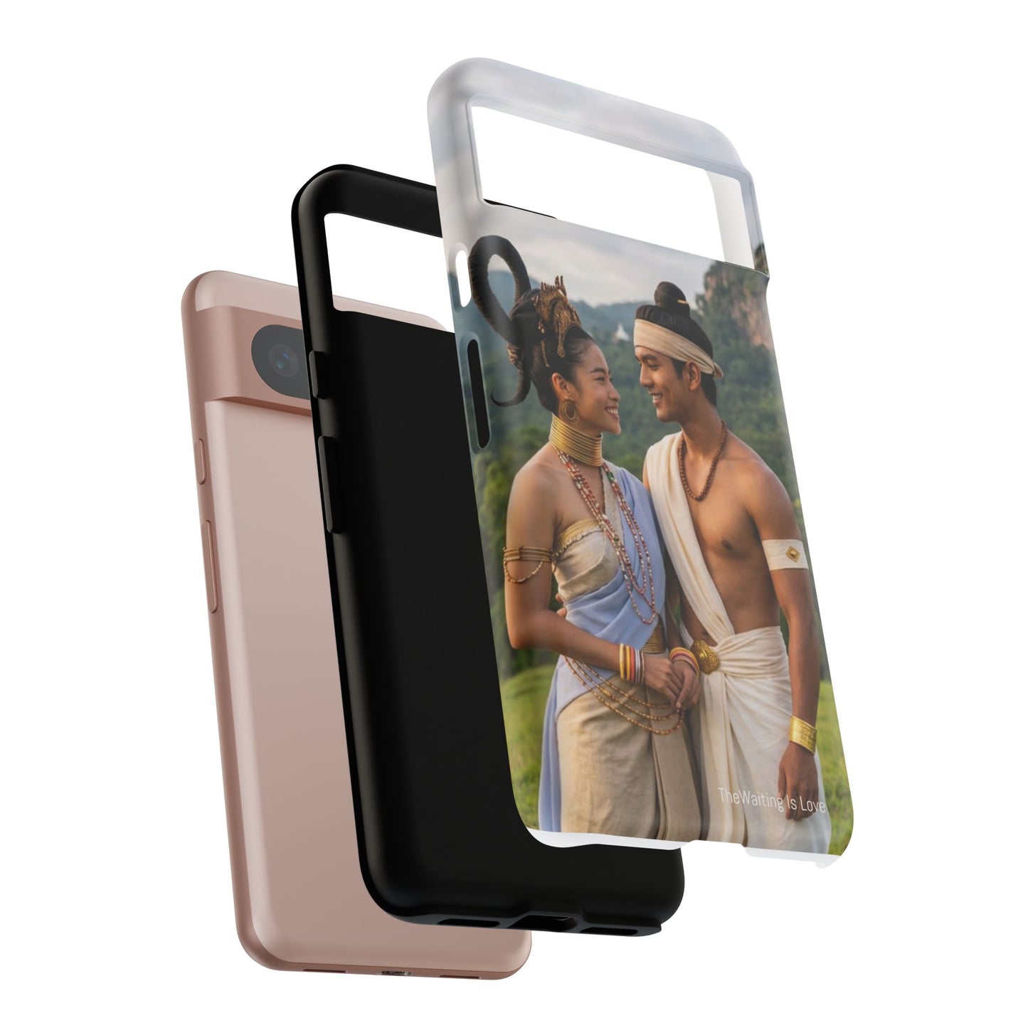 Phone Case — Romantic Couple Photo Print, Tropical Temple Landscape Protective Cover