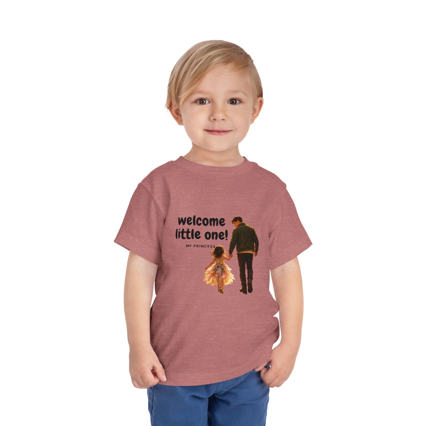 Toddler Tee — "Welcome Little One" Father & Daughter Walk Graphic