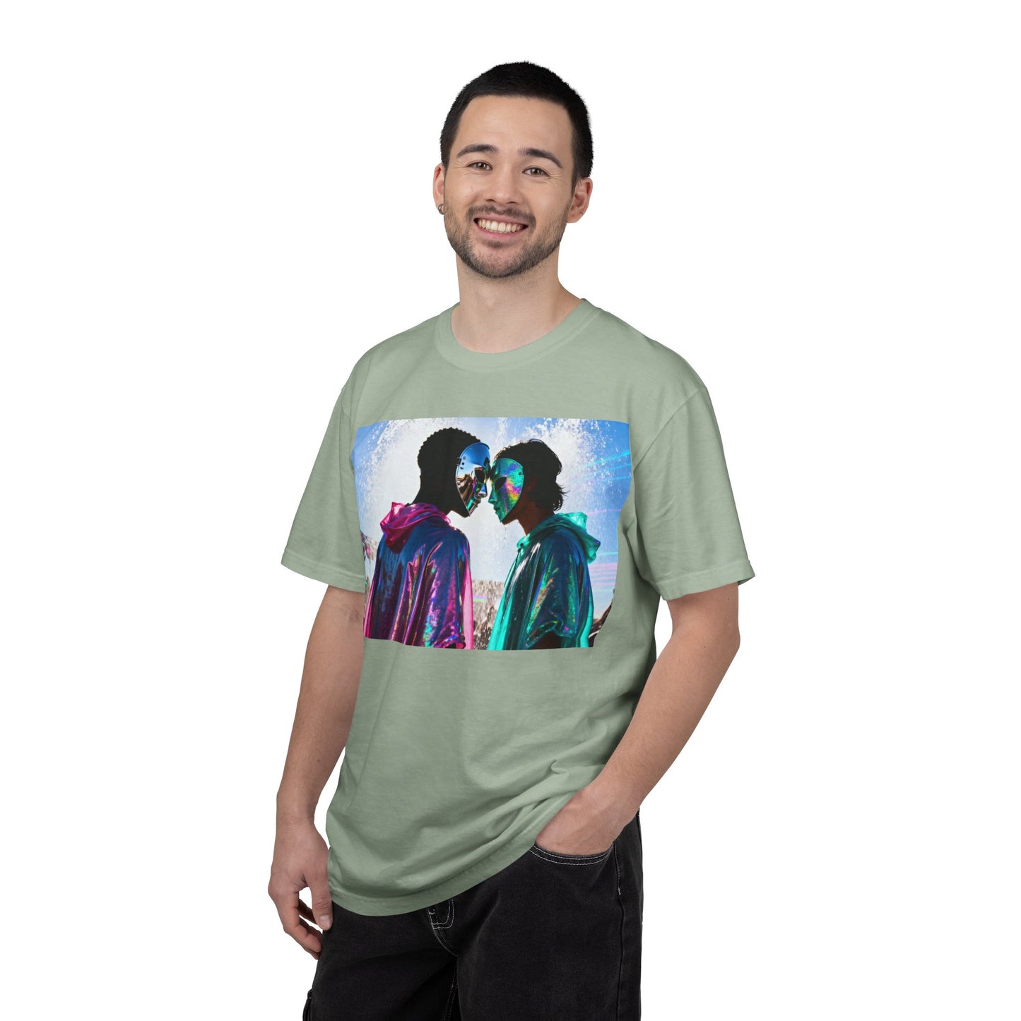 Rave Lovers Graphic T-Shirt — Neon Festival Couple Print