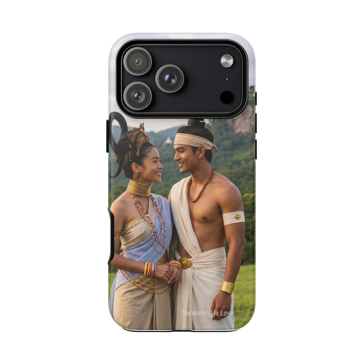 Phone Case — Romantic Couple Photo Print, Tropical Temple Landscape Protective Cover