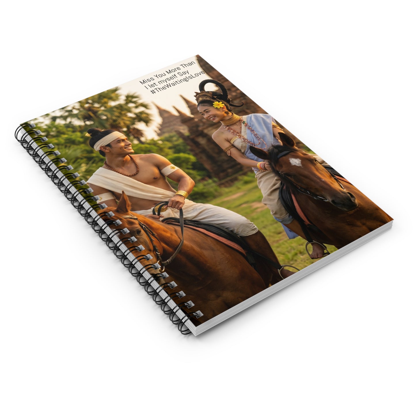Romantic Pyu Era (Myanmar) Couple Photo Spiral Notebook — "Miss You More Than I Let Myself Say" Ruled Journal