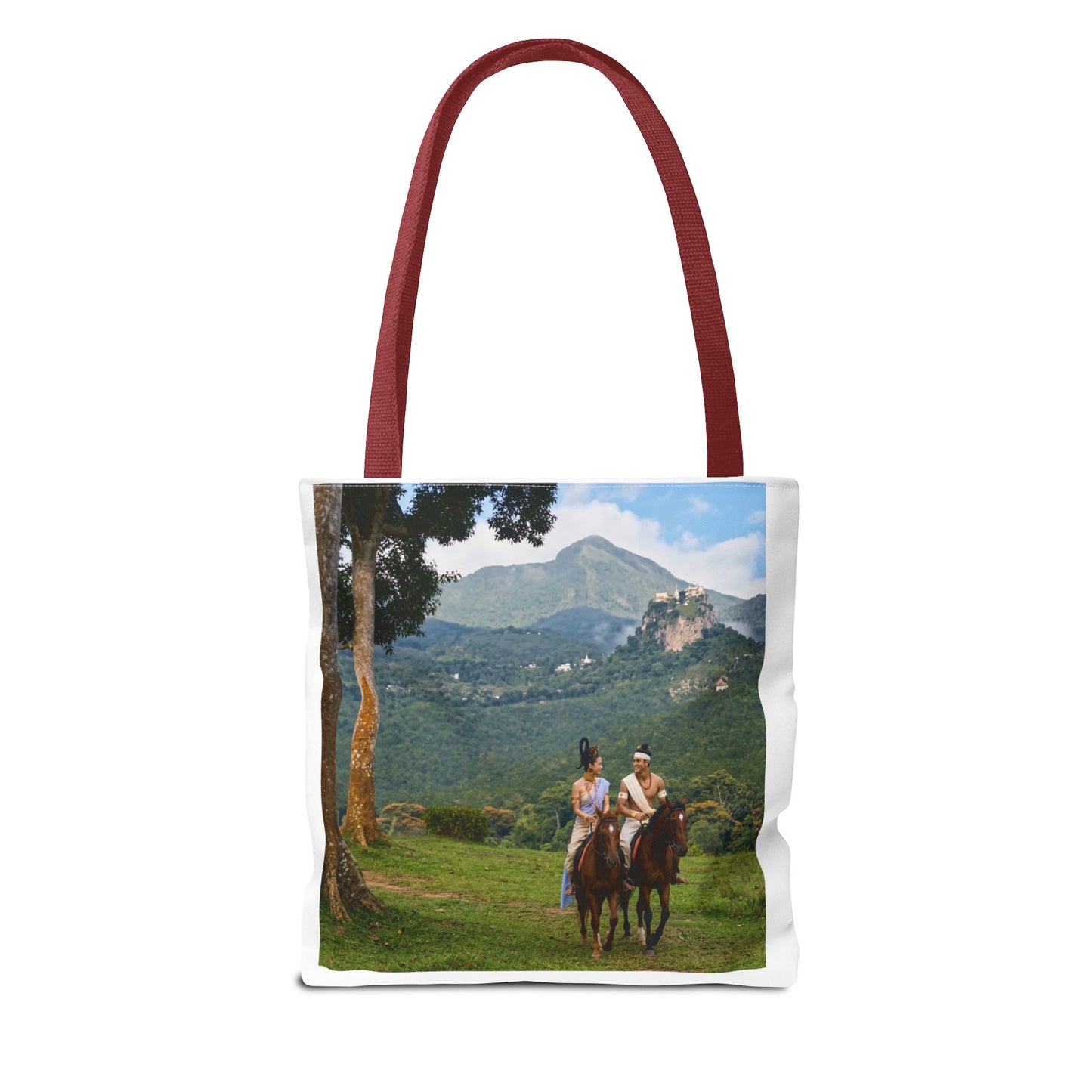 Scenic Couple Illustration Tote Bag — Romantic Travel Landscape AOP