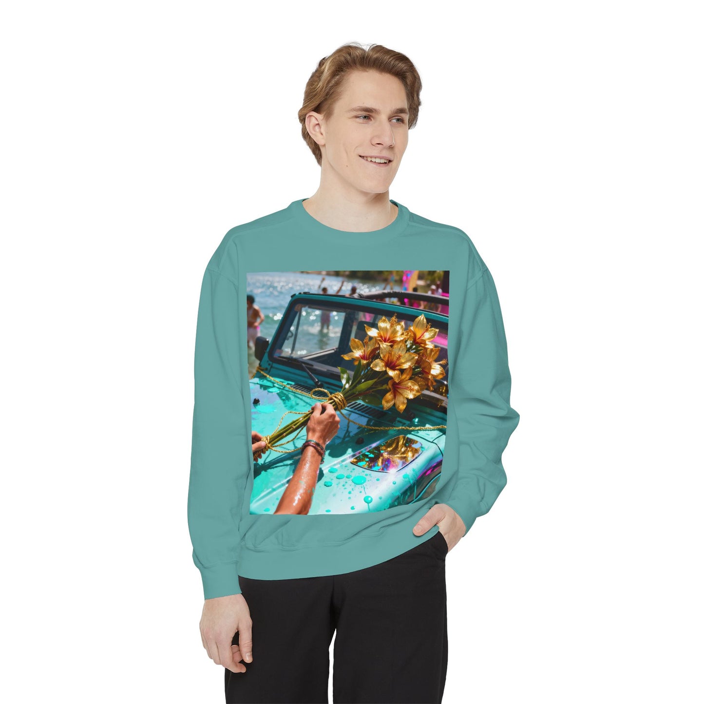 Sweatshirt — Tropical Parade Car Floral Photo Print