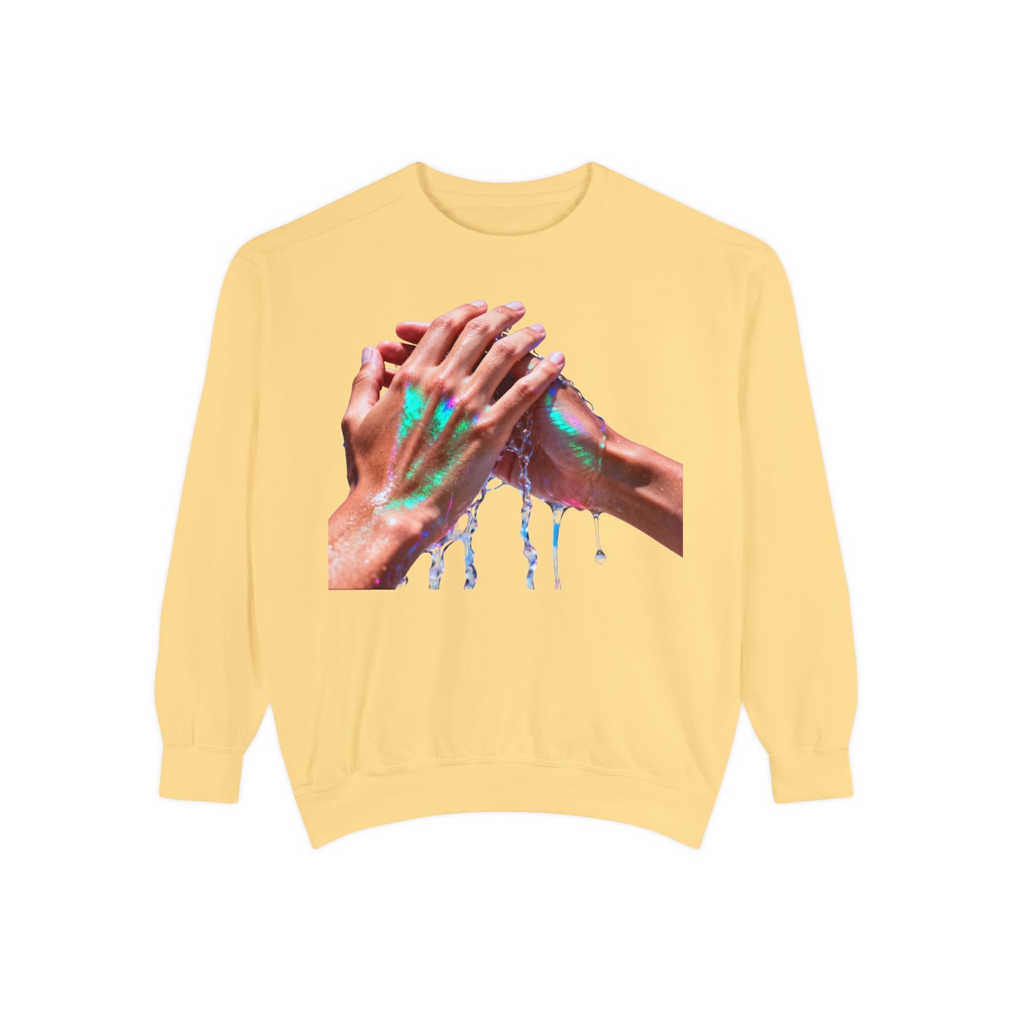 Hands Washing Art Sweatshirt — Colorful Dripping Paint Graphic Crewneck