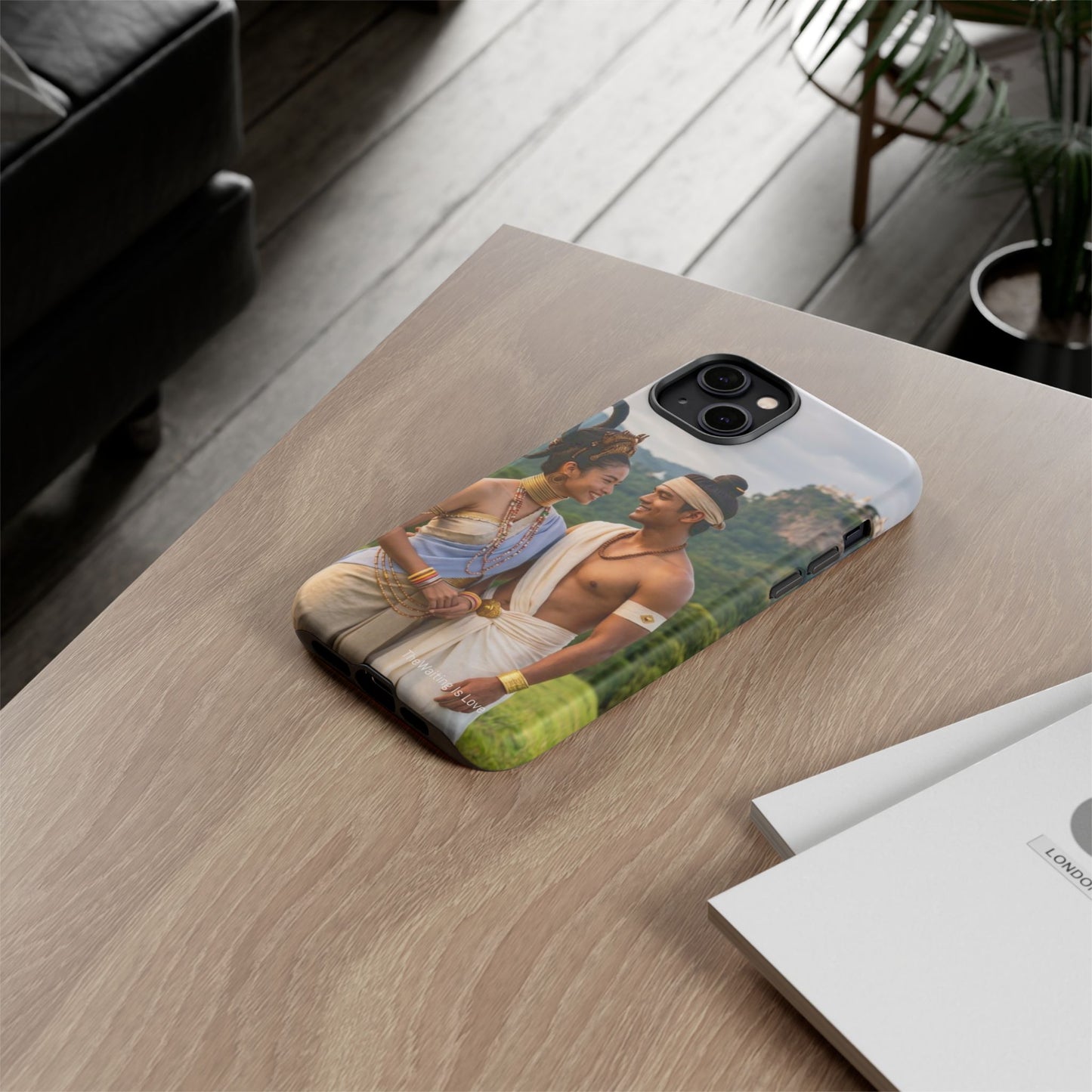 Phone Case — Romantic Couple Photo Print, Tropical Temple Landscape Protective Cover