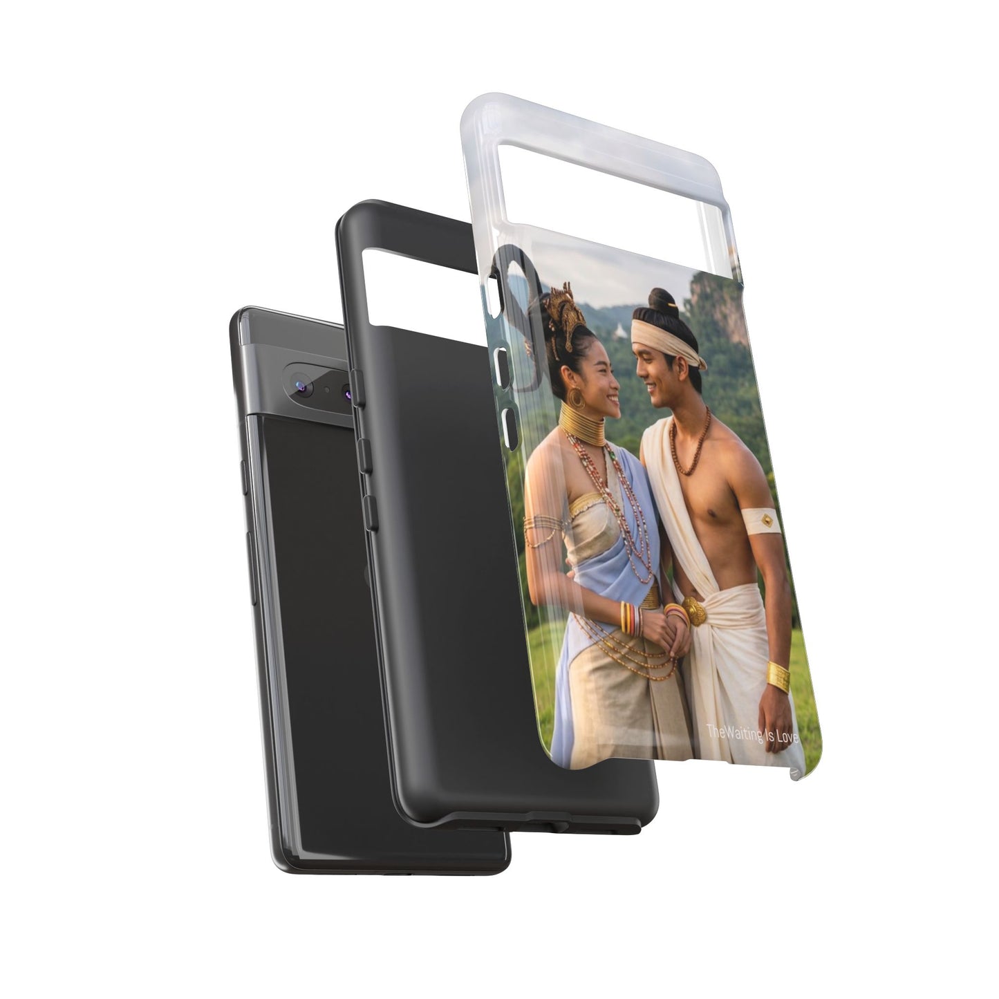 Phone Case — Romantic Couple Photo Print, Tropical Temple Landscape Protective Cover