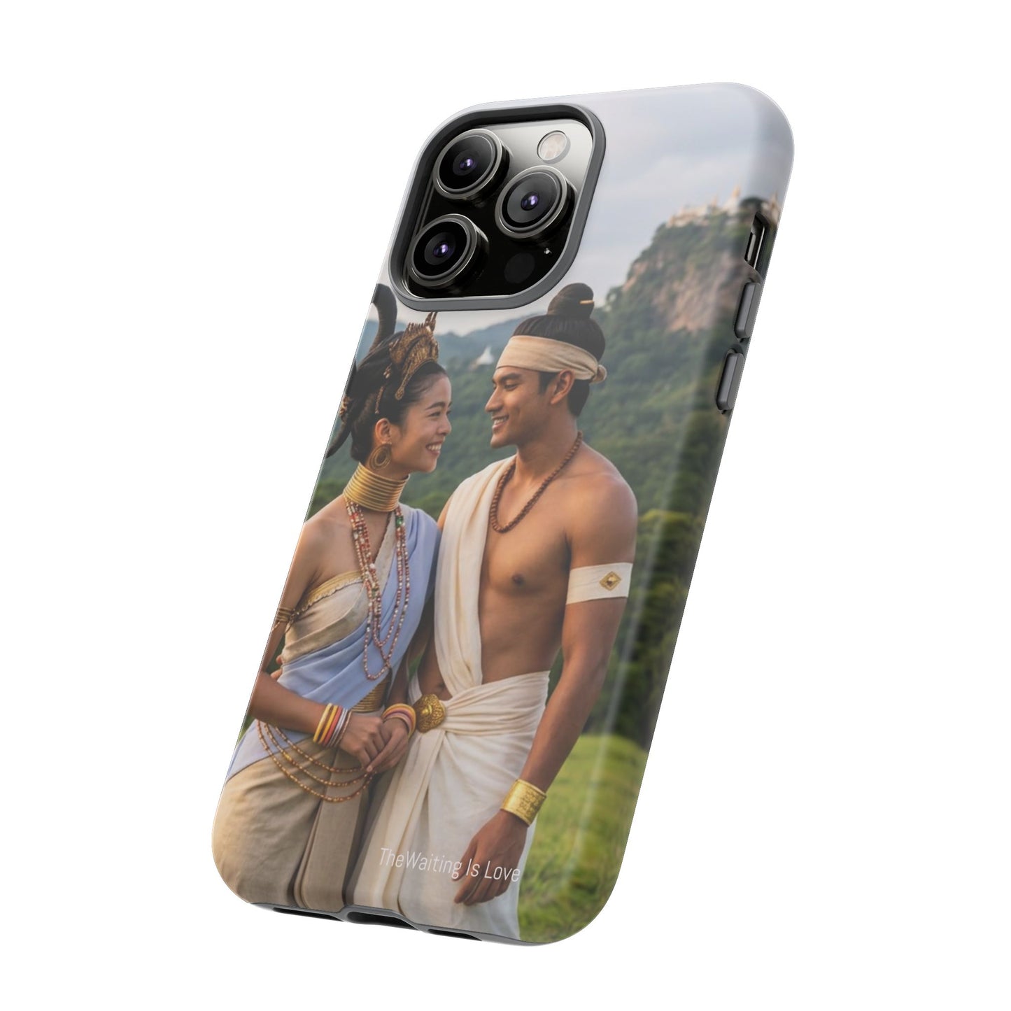 Phone Case — Romantic Couple Photo Print, Tropical Temple Landscape Protective Cover