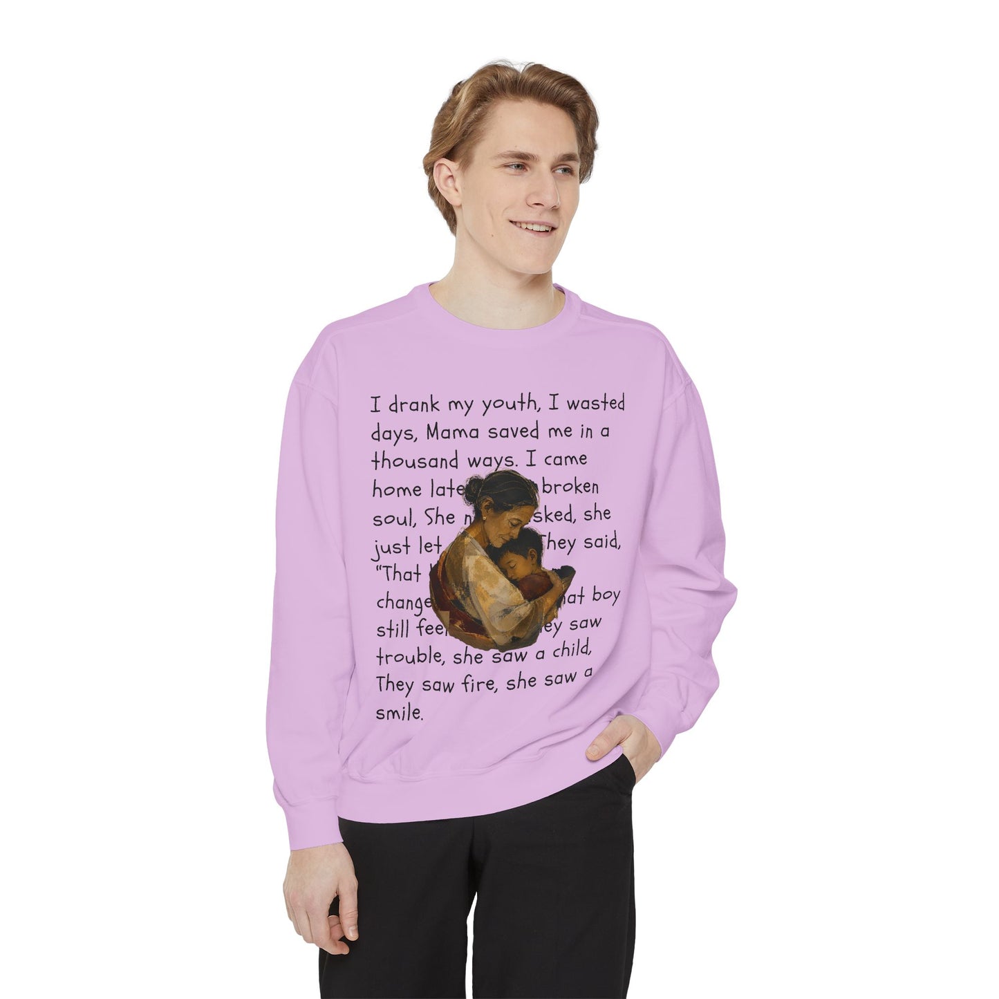 Sweatshirt — Mama Saved Me Graphic Sweatshirt with Mother & Child Lyrics
