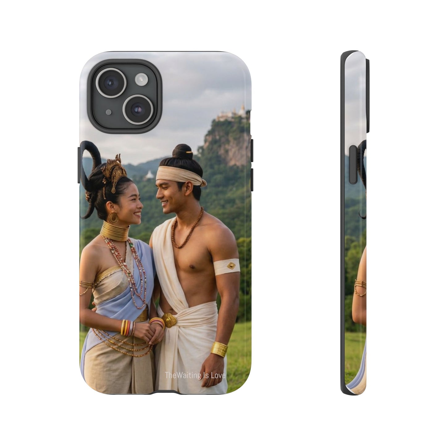 Phone Case — Romantic Couple Photo Print, Tropical Temple Landscape Protective Cover