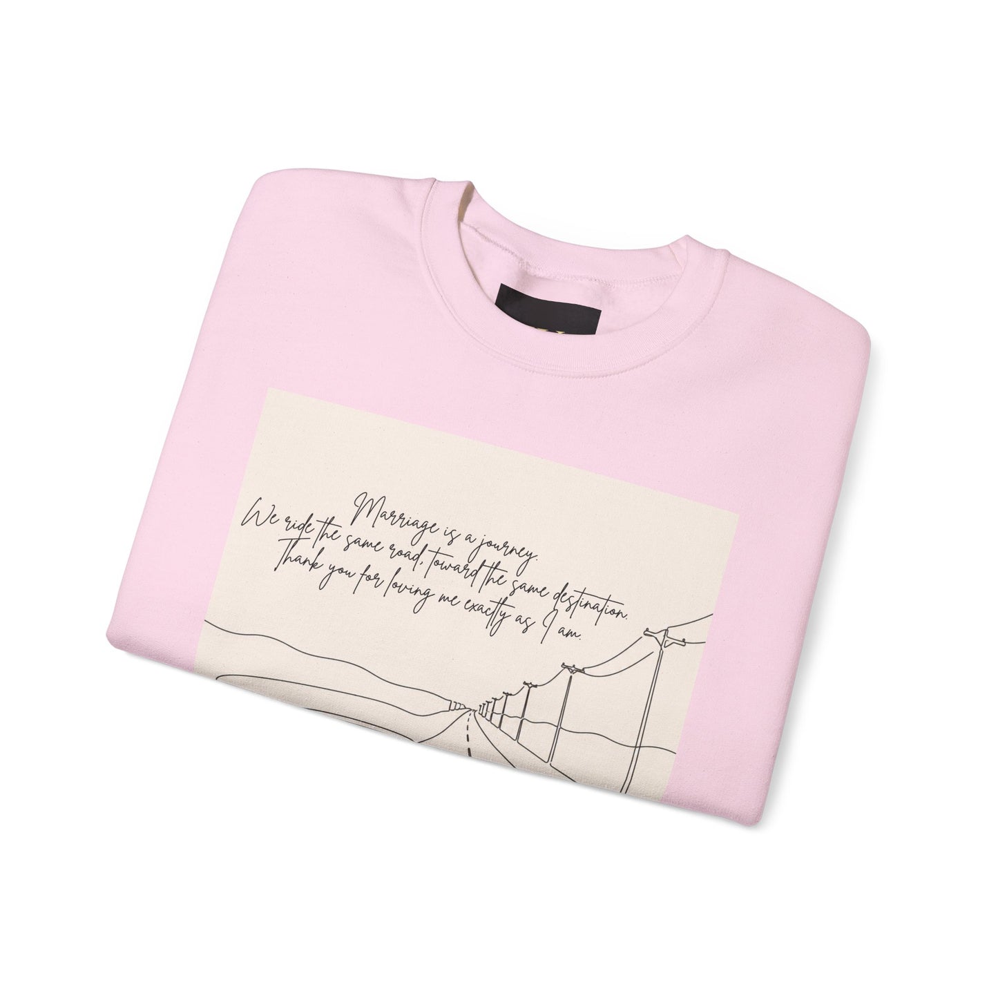 Graphic Sweatshirt — Minimal Line Art Road Trip Design with Inspirational Script