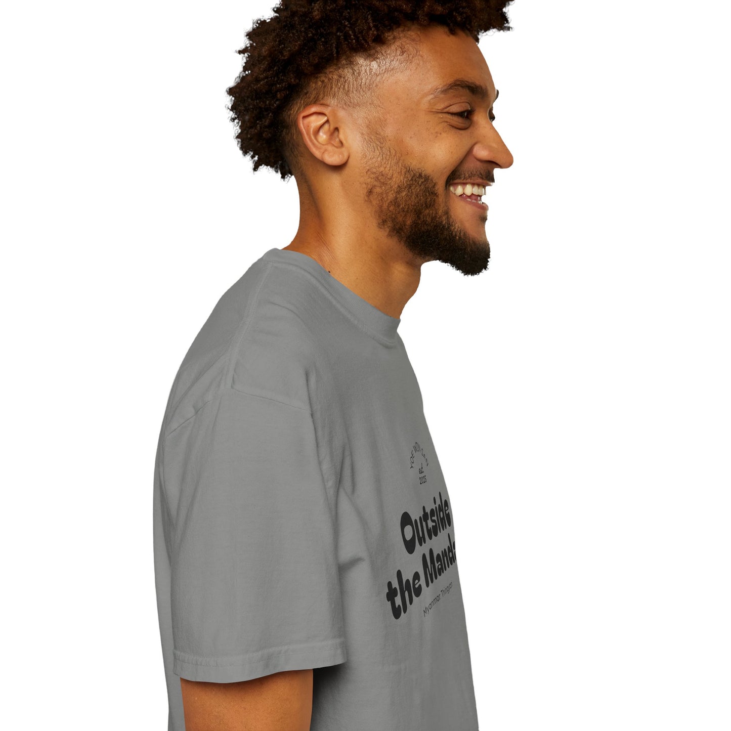 Outside the Mandate T-shirt | Minimal Text Graphic, Small Center Chest Print