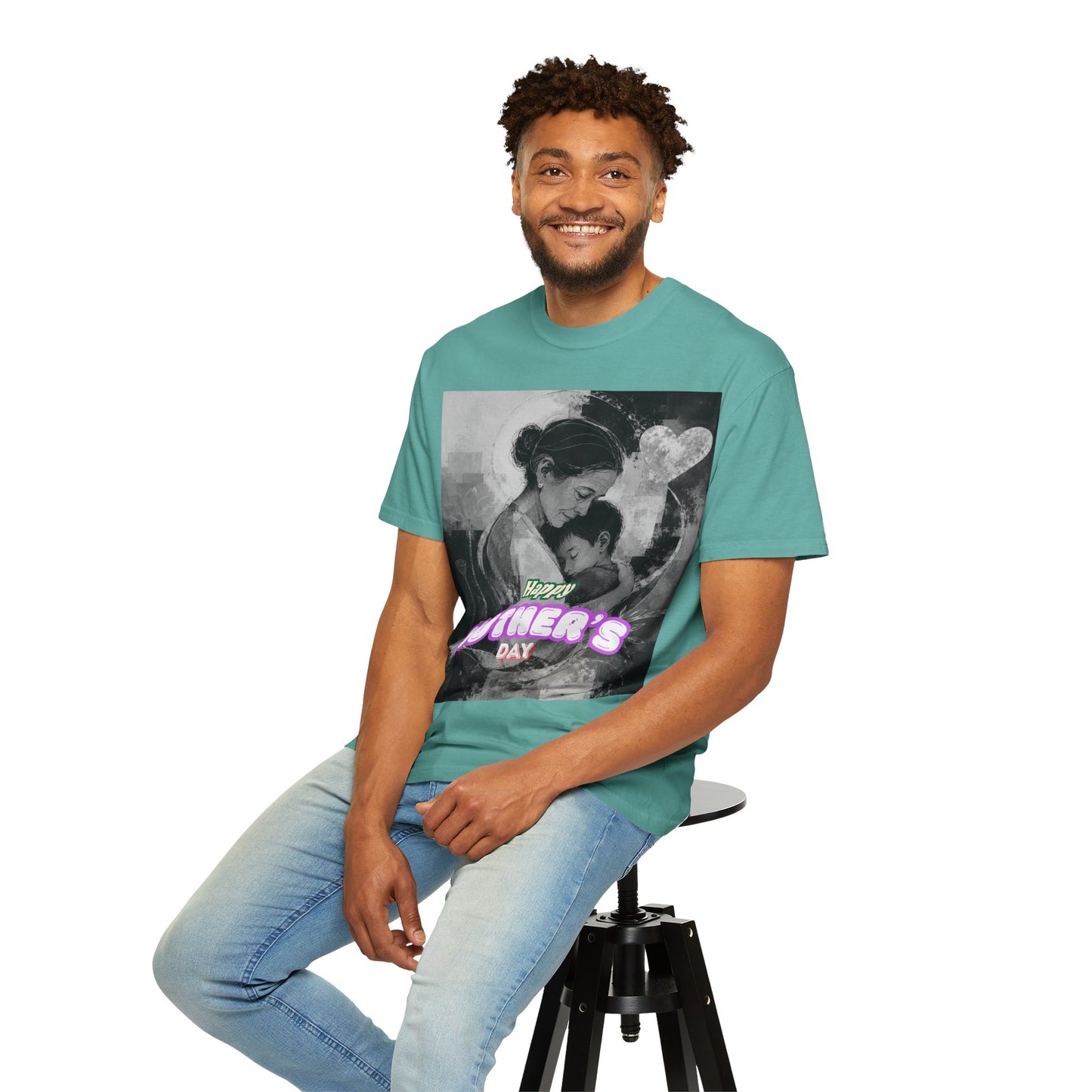 Mother's Day T-Shirt - Vintage Mother & Baby Portrait with "Happy Mother's Day"