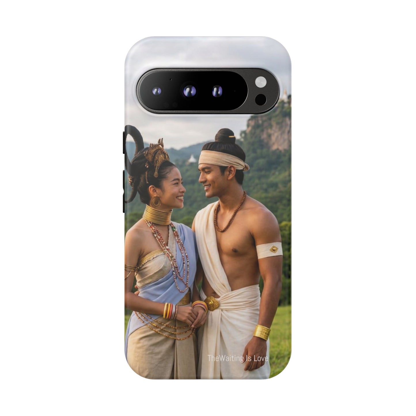 Phone Case — Romantic Couple Photo Print, Tropical Temple Landscape Protective Cover