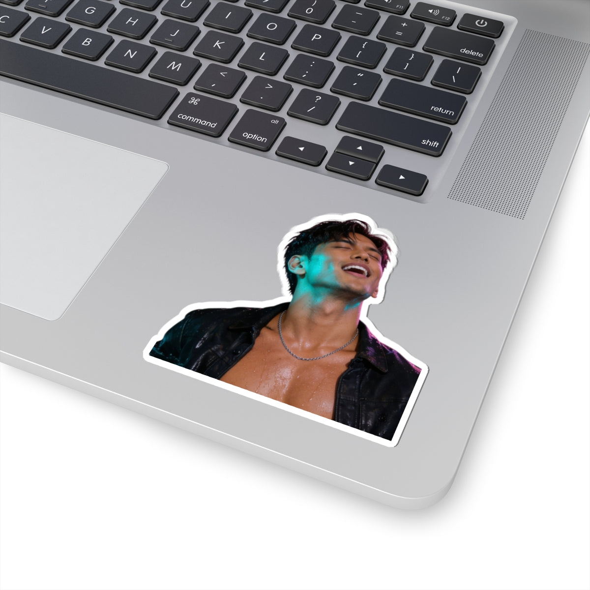 Sexy Male Model Kiss-Cut Sticker — Glossy Laptop & Water-Resistant Decal