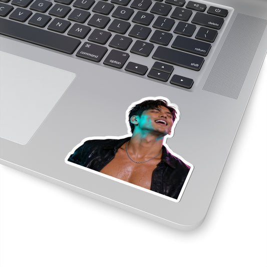 Sexy Male Model Kiss-Cut Sticker — Glossy Laptop & Water-Resistant Decal